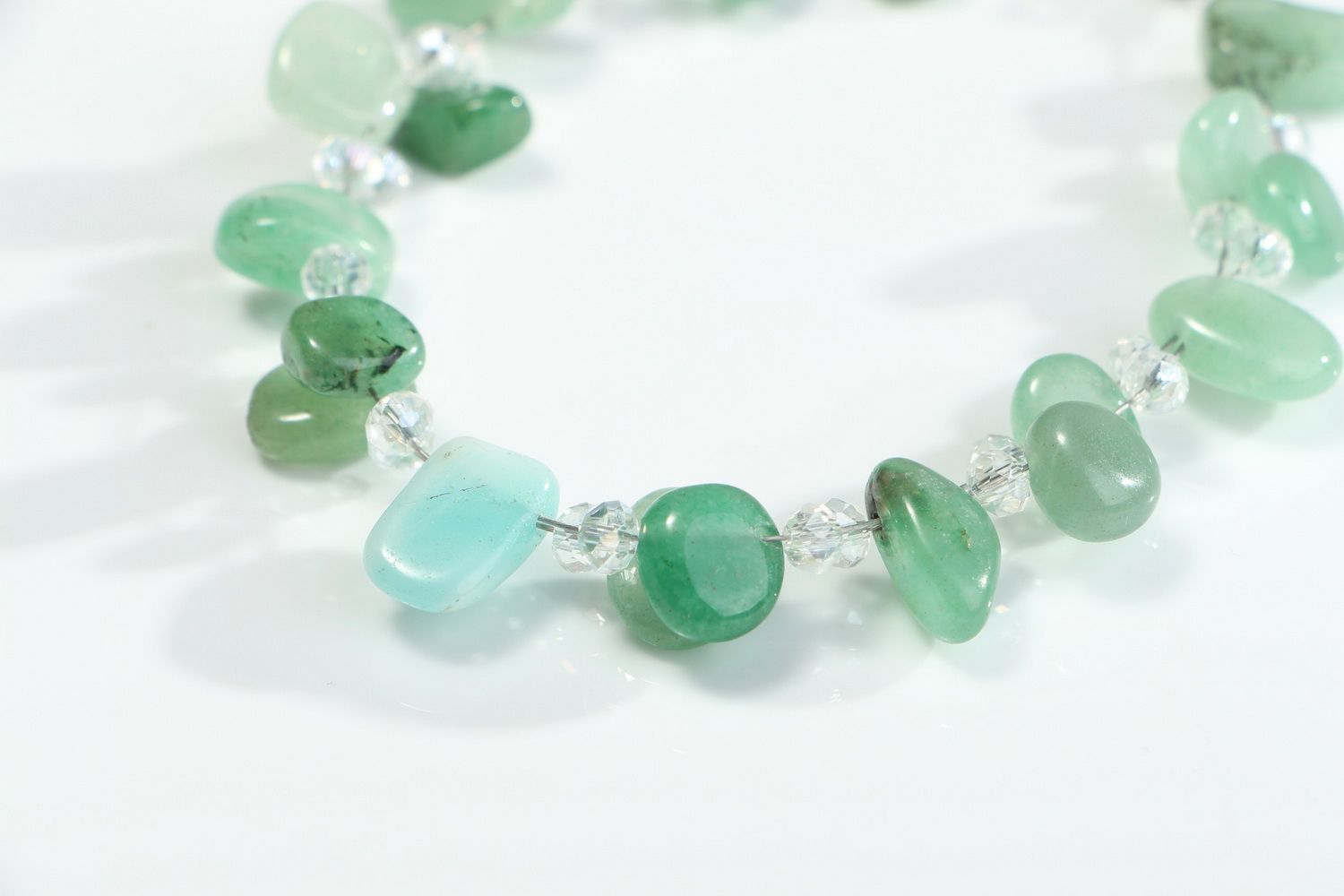 Homemade bracelet with nephrite and crystal photo 3
