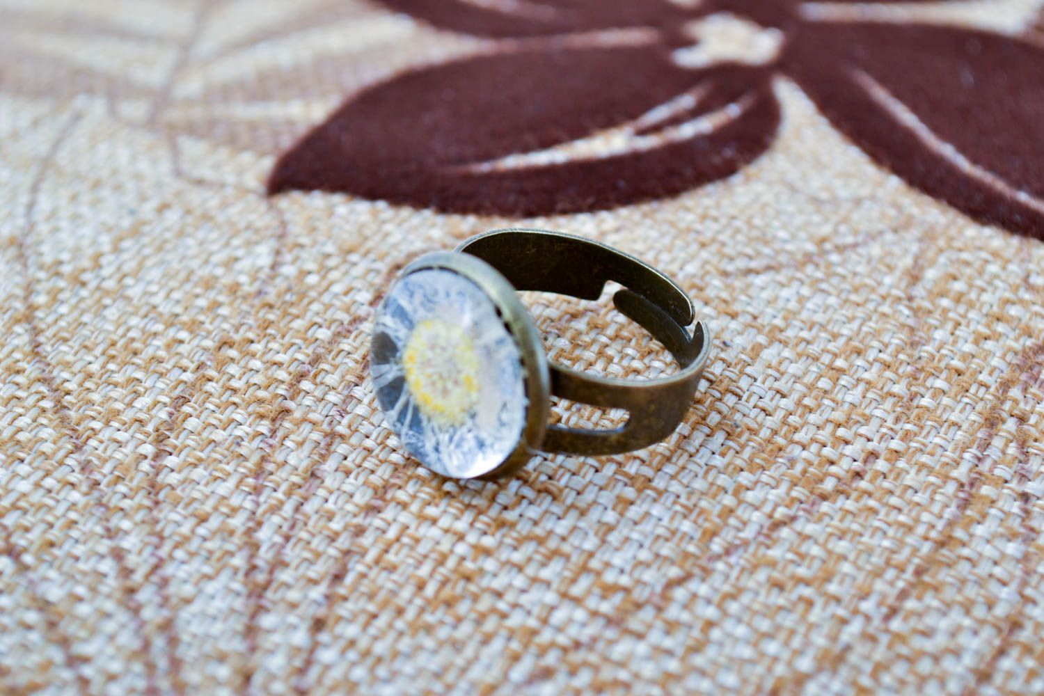 Кольцо ручной работы кольцо из эпоксидной смолы модное кольцо с сухоцветом фото 1