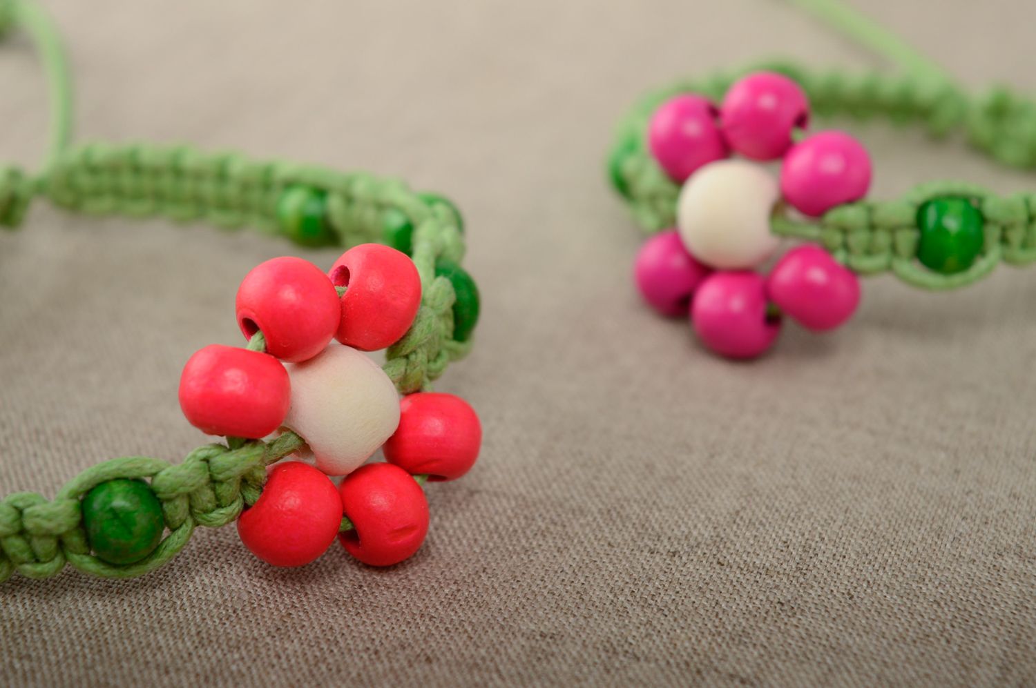 Handmade macrame bracelet with wooden beads photo 5