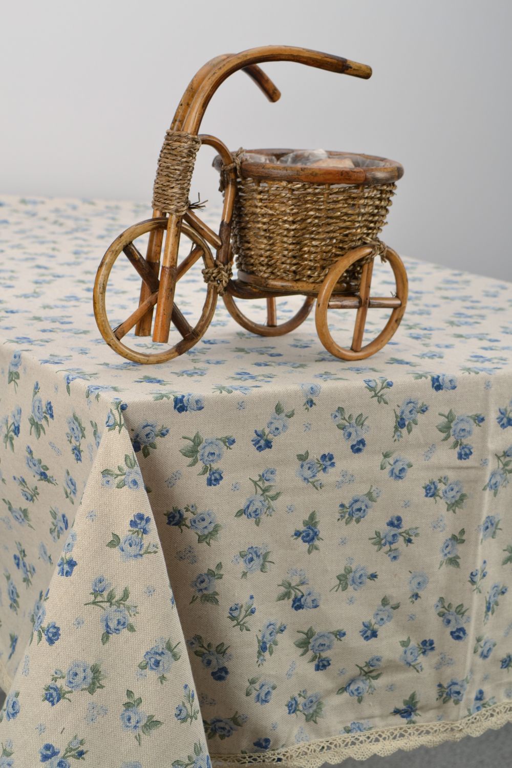 Nappe de table rectangulaire en coton et polyamide motif fleurs faite main photo 2