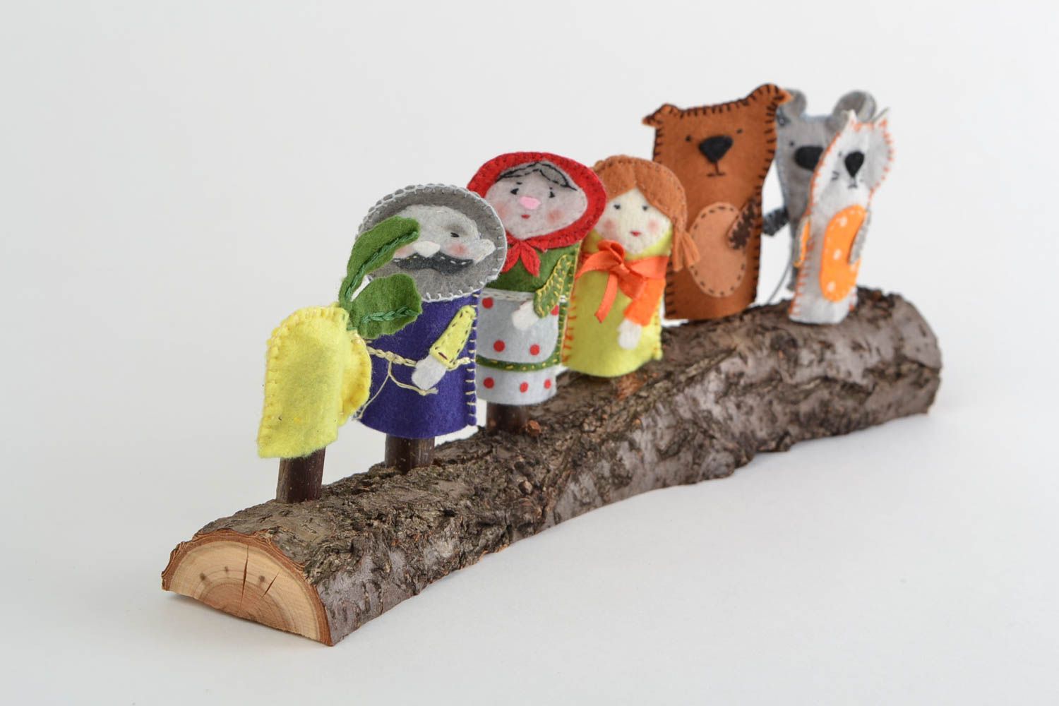 Bright handmade children's felt puppet toys set 7 pieces Turnip fairy tale photo 4