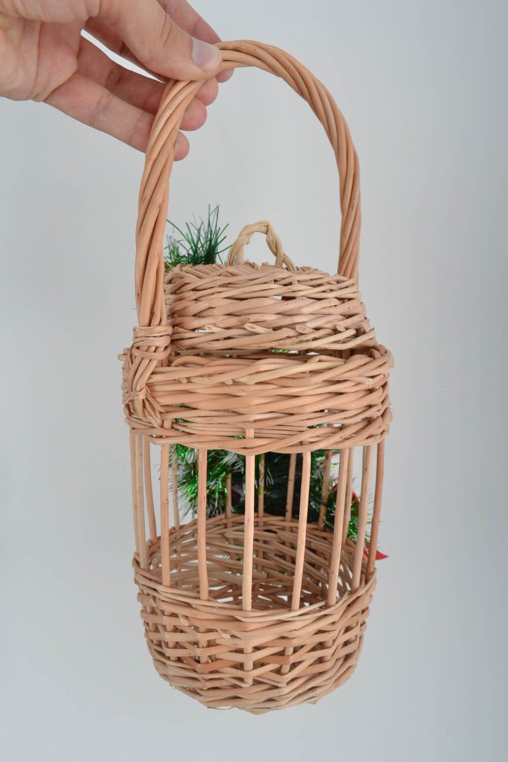 Плетеная корзинка для освящения воды плетеный пасхальный бидончик с крышкой фото 5
