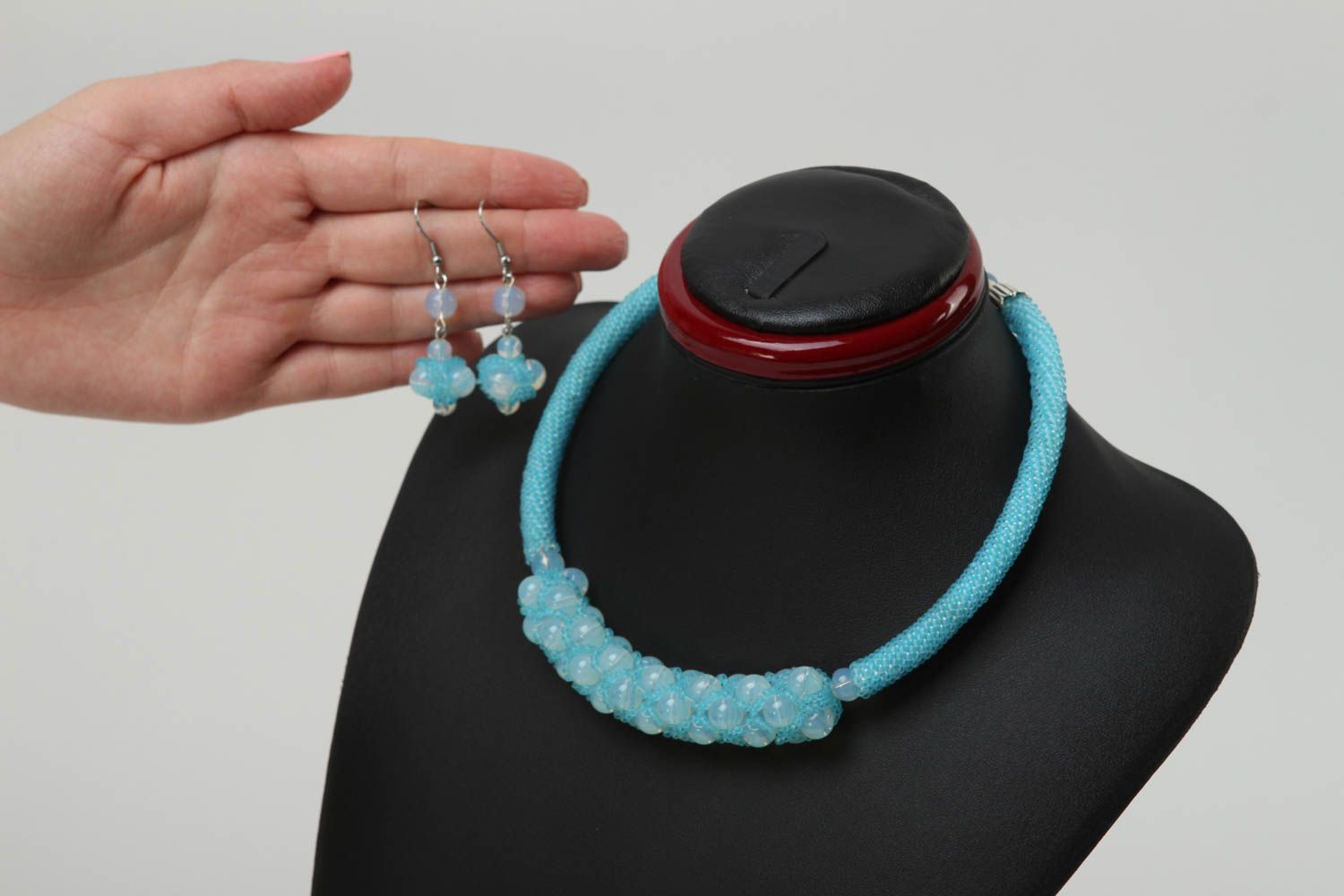 Conjunto de joyas hecho a mano collar y pendientes hechos a mano regalo original foto 5