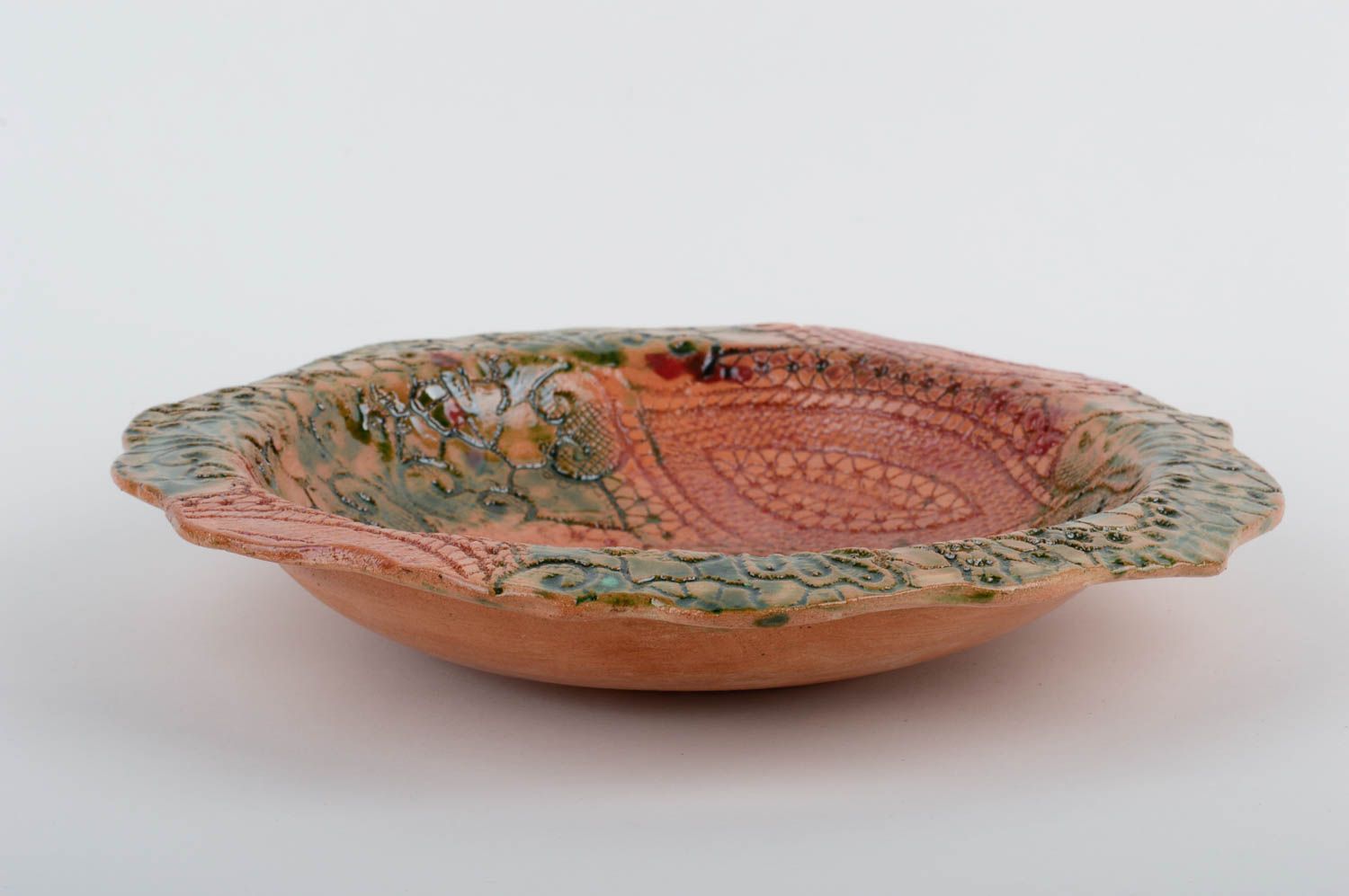 Handmade Keramik Teller bemalt Ton Geschirr Küchen Deko künstlerisch originell foto 1