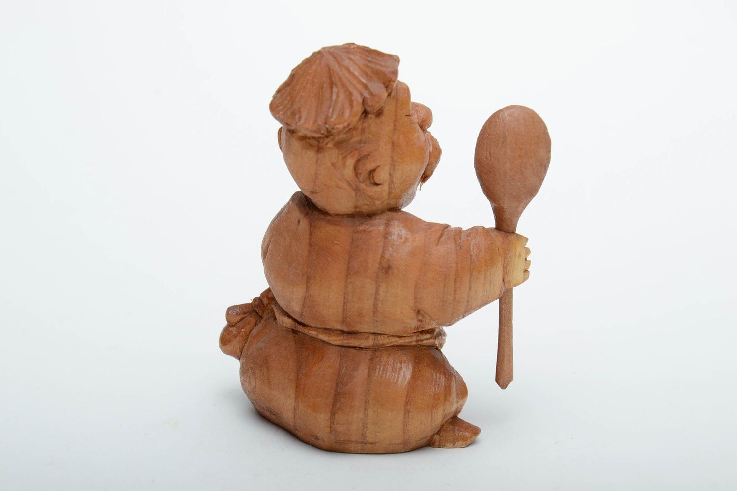 Small hand carved wooden figurine Cossack with Spoon photo 3