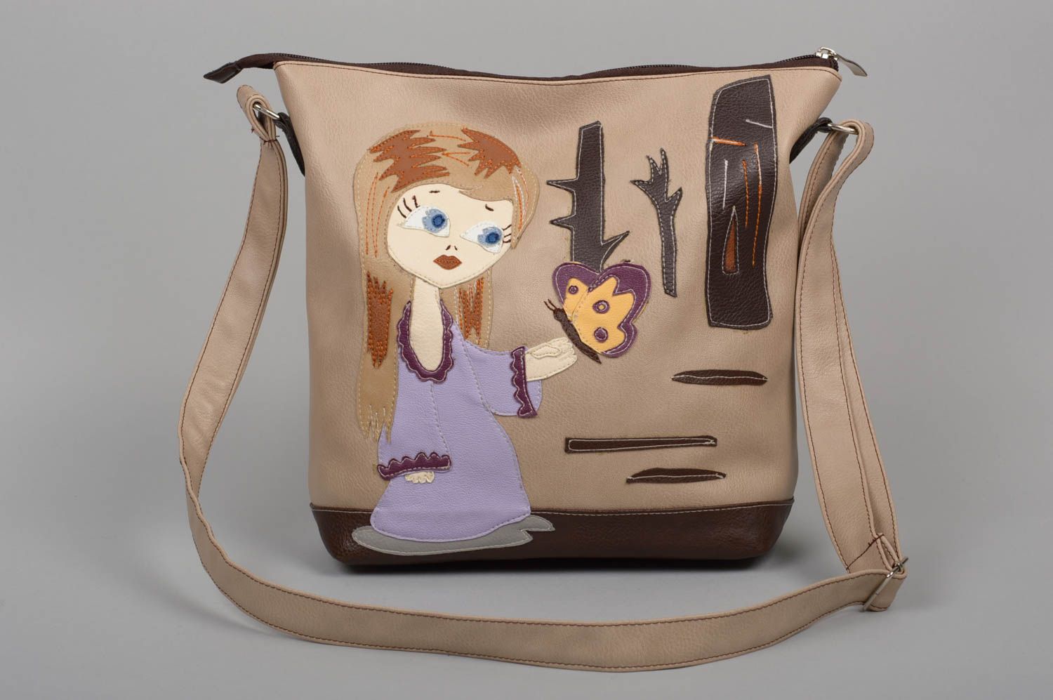 Umhängetasche Damen handmade Designer Tasche bunte Handtasche aus Kunstleder foto 1