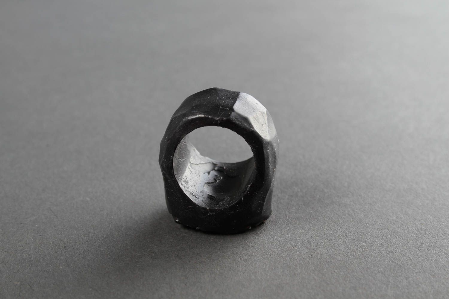 Handmade ring polymer clay jewelry ring gift black ring handmade women jewelry  photo 5