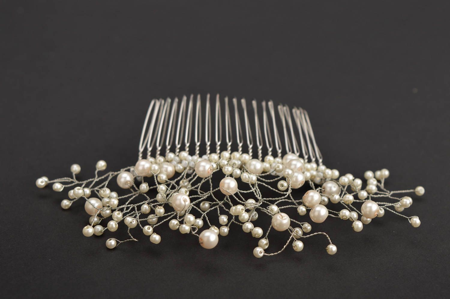 Peigne cheveux faite main Accessoire cheveux perles de verre Cadeau femme photo 5