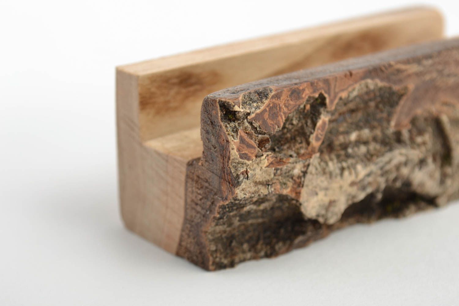 Porte-téléphone en bois verni fait main écologique original élégant cadeau photo 3
