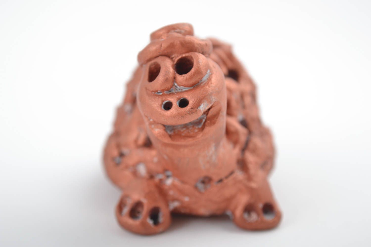 Handmade Dekofigur Schildkröte Figur aus Ton Geschenk Idee aus rotem Ton foto 5