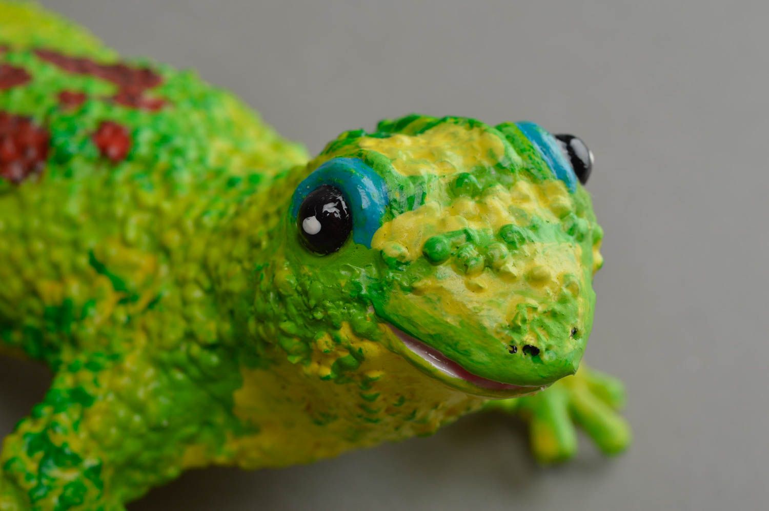 Figurine de lézard faite main en pâte polymère décoration originale verte photo 5