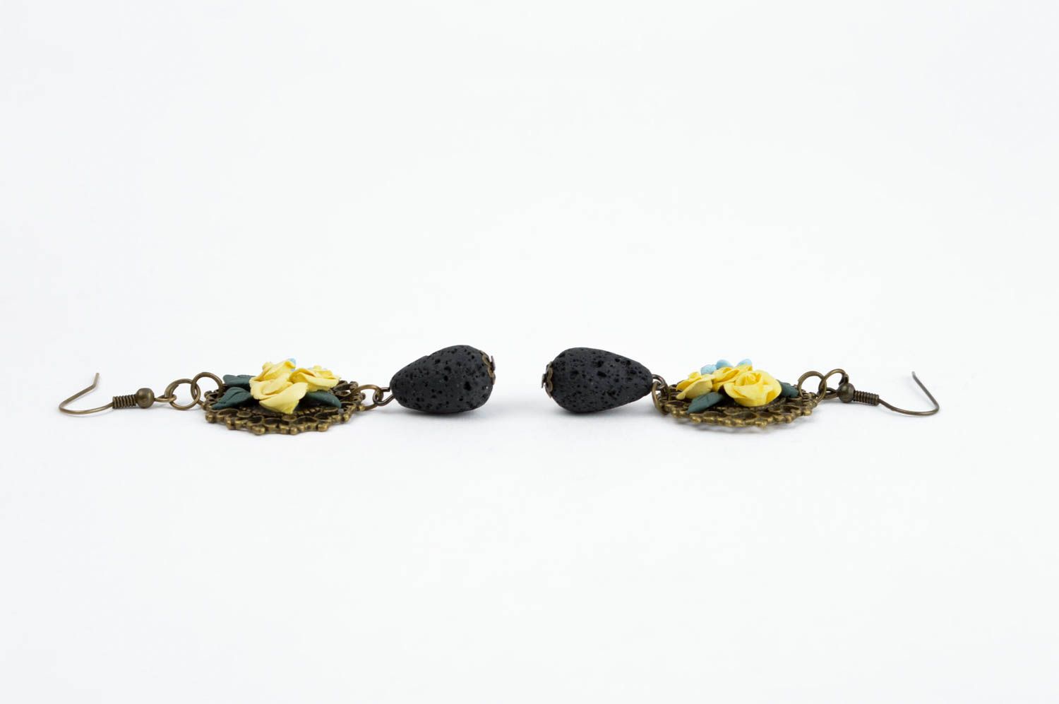 Vintage Blumen Ohrringe handmade Polymer Schmuck Accessoire für Frauen foto 2