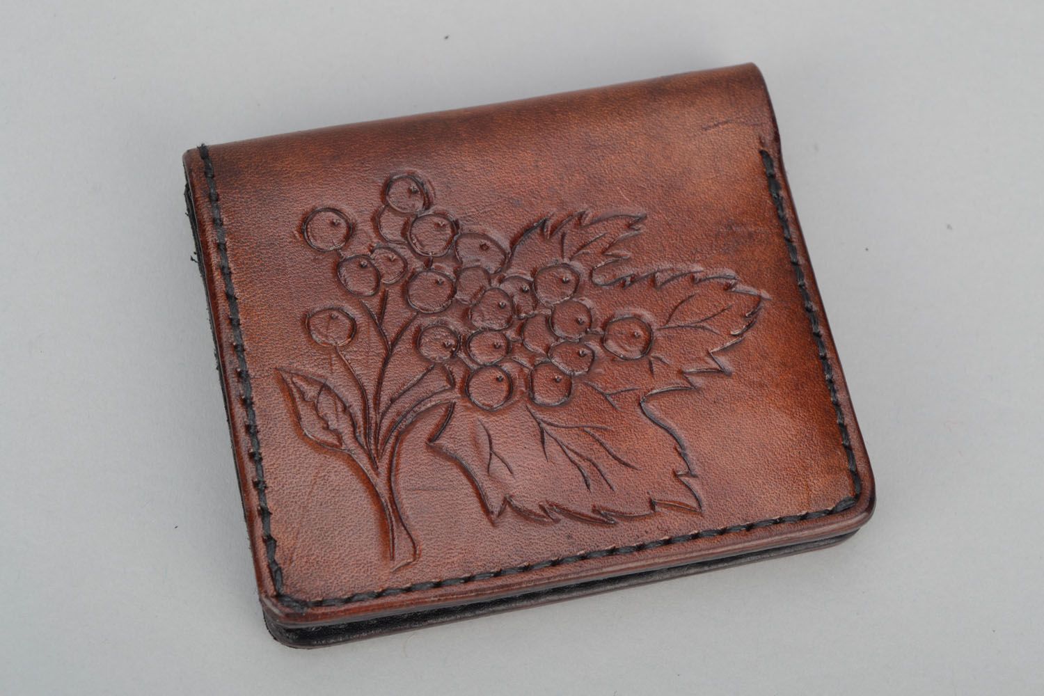 Handmade leather wallet Trident photo 2