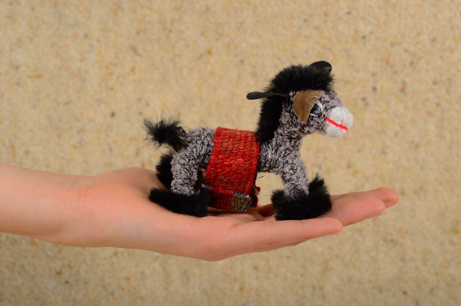 Handmade donkey statuette collectible doll figurine for interior home decor  photo 2