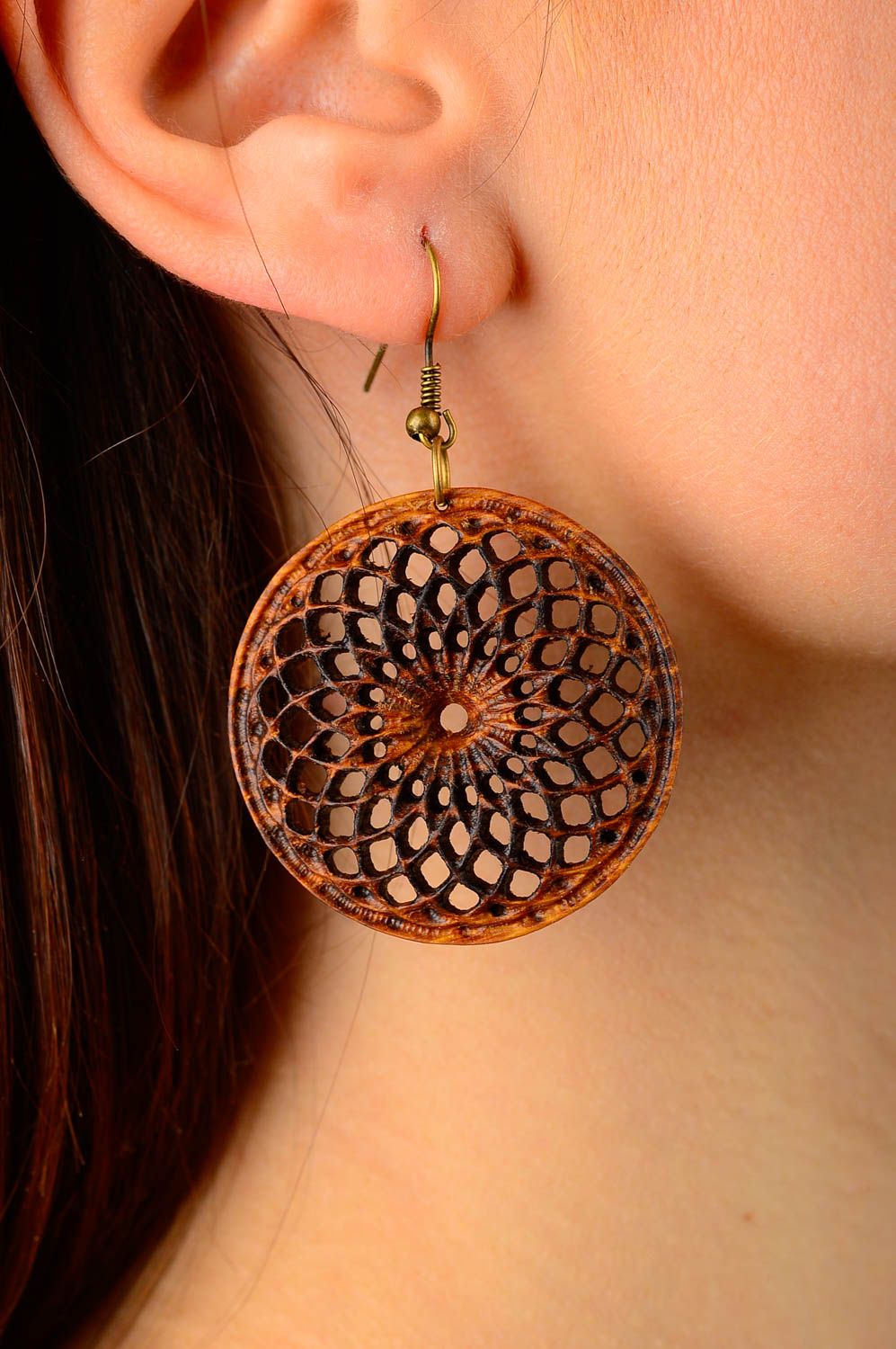Hochwertiger Modeschmuck handgefertigt Holz Ohrringe Accessoires für Frauen foto 1