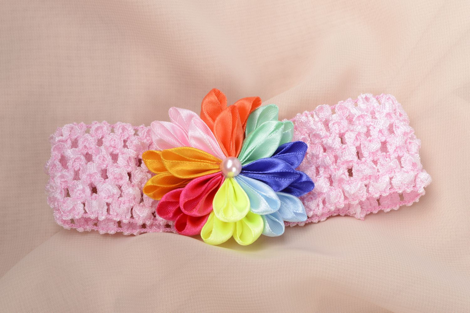 Повязка на голову ручной работы повязка для девочки детская повязка семицветик фото 5