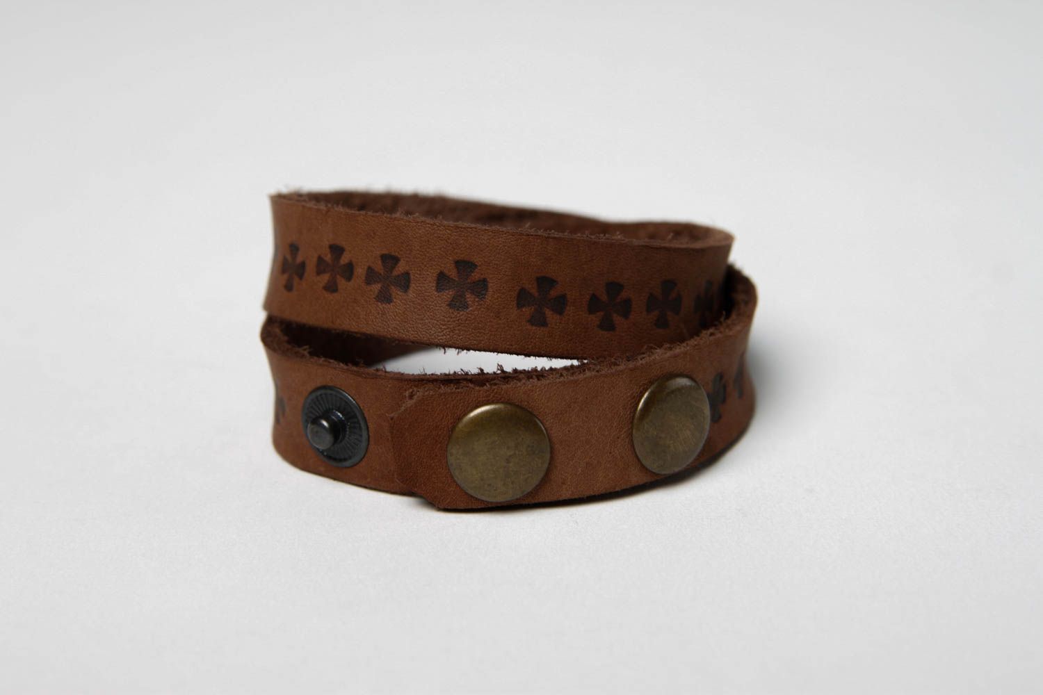 Bracelet en cuir Bijou fait main design original mignon boutons Accessoire femme photo 4