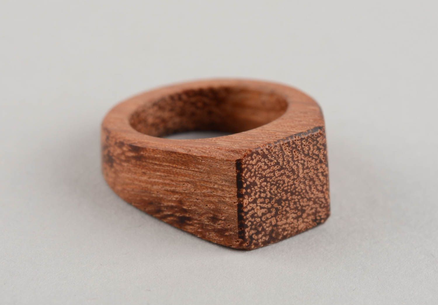 Handmade designer laconic wooden carved eco friendly jewelry ring unisex jewelry photo 2