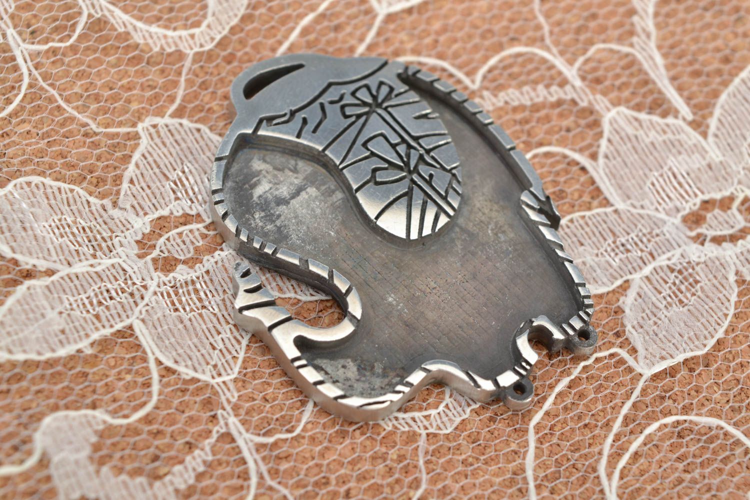 Blank for jewelry creation elephant handmade metal pendant bijouterie accessory photo 1