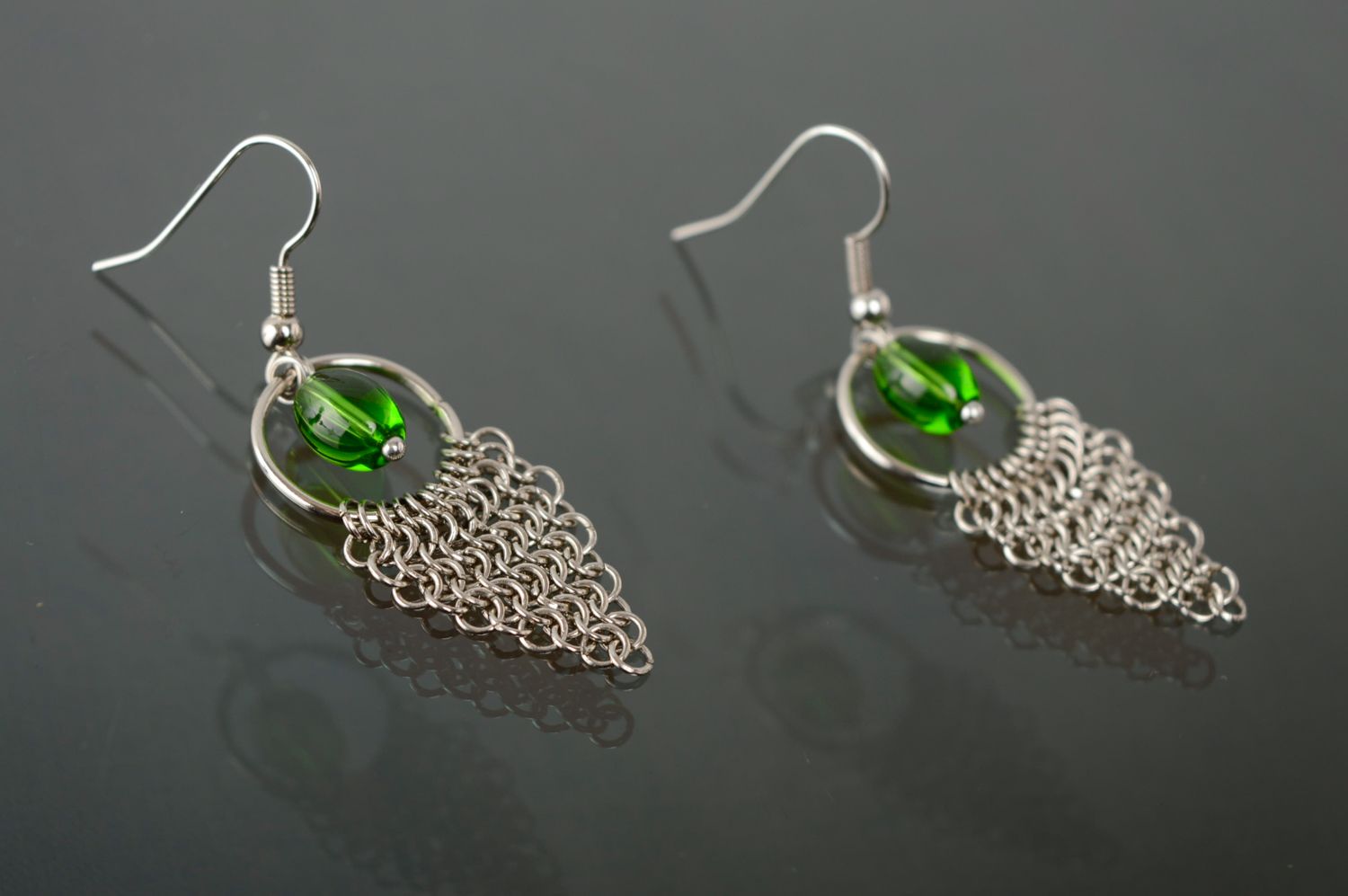 Handmade jewelry alloy earrings with Czech beads photo 5