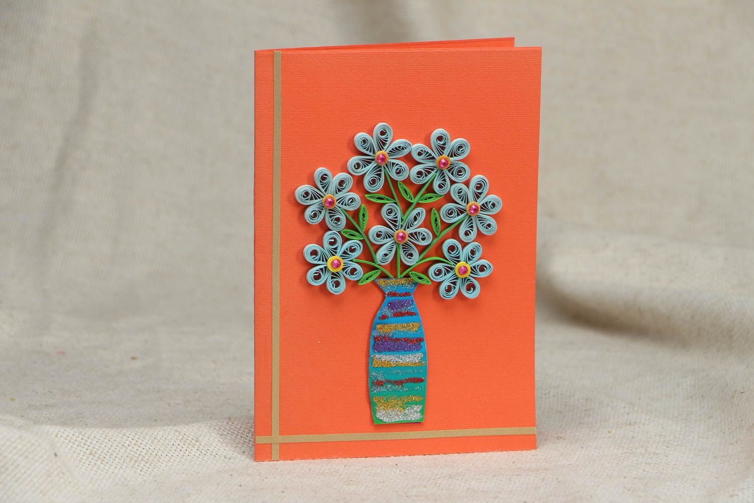 Handmade quilling postcard with flowers photo 1
