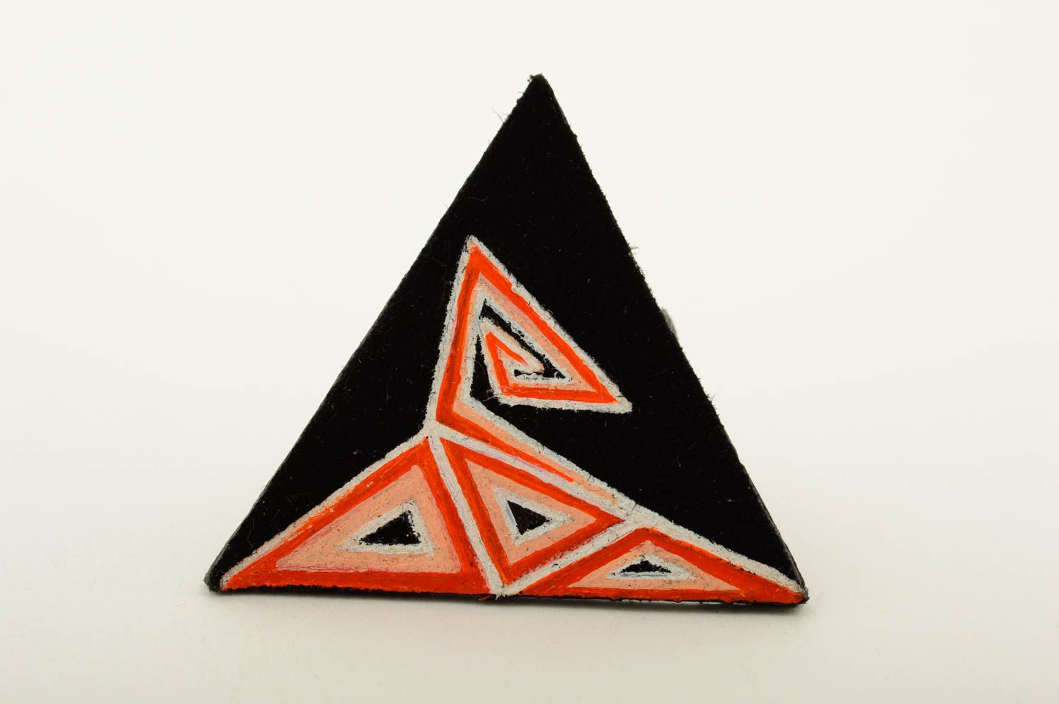 Кольцо ручной работы бижутерия из кожи треугольное женское кольцо с оранжевым фото 3