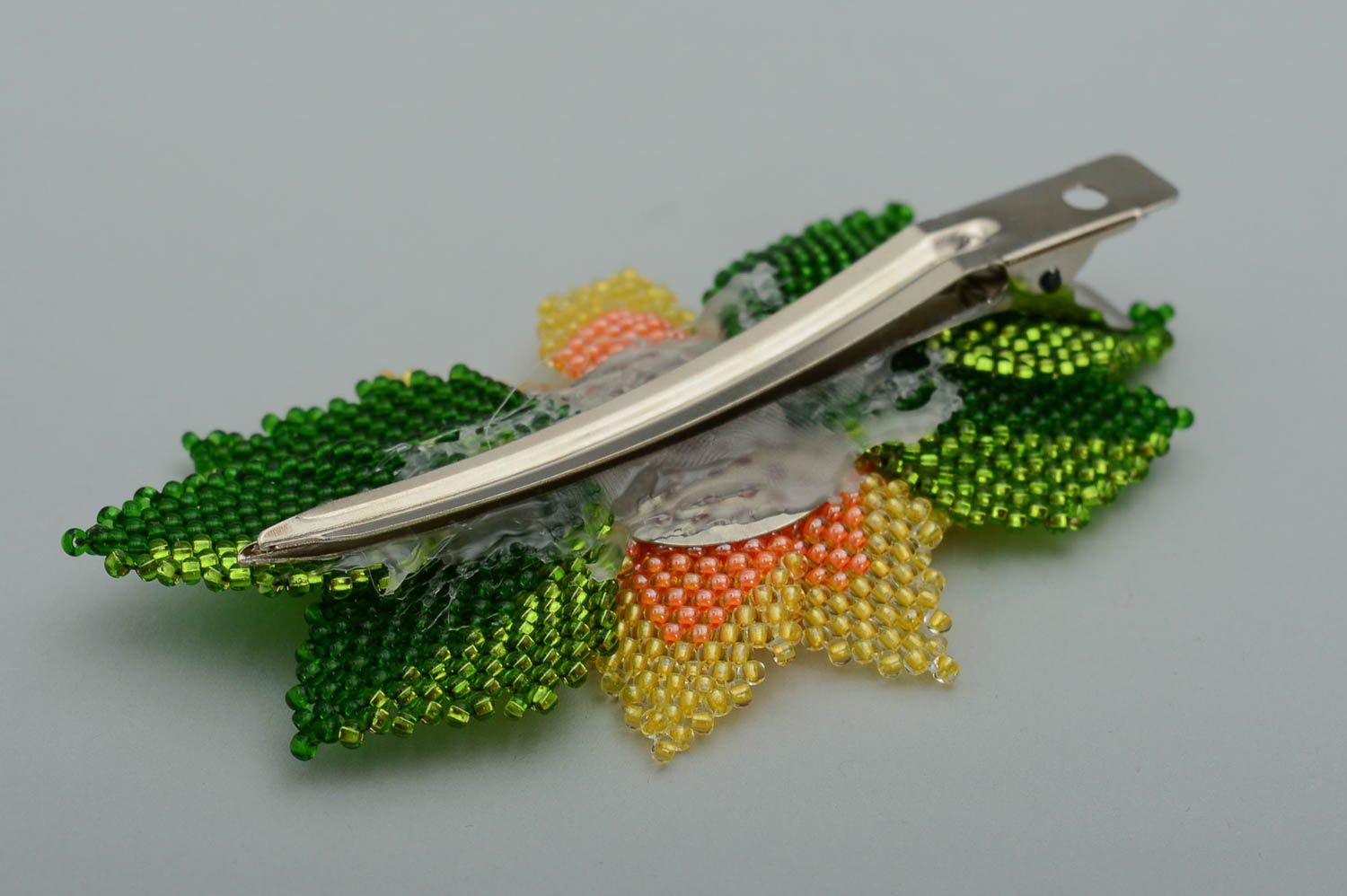 Handmade designer barrette beaded hair clip seed beads accessories for women photo 3