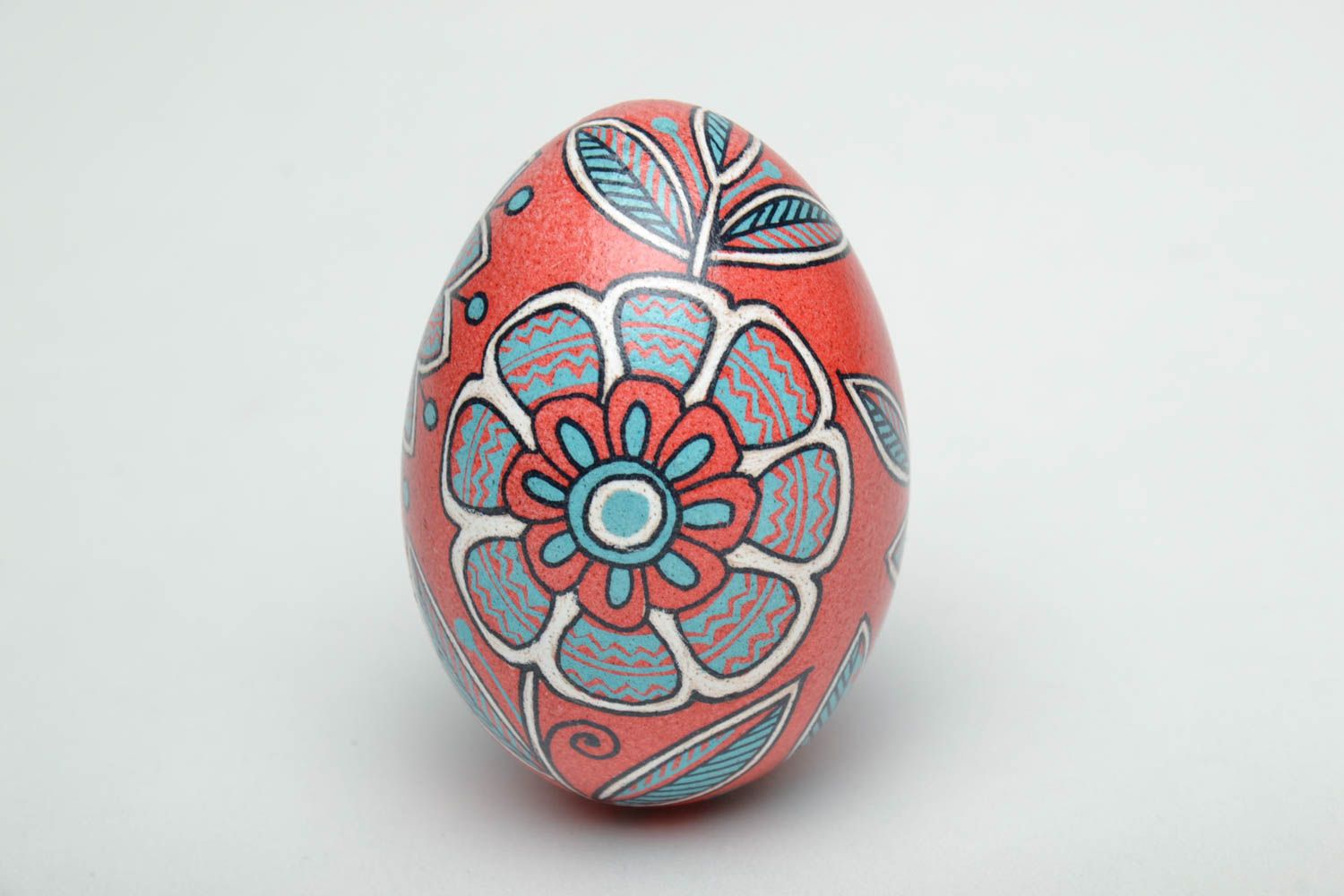 Joli œuf de Pâques peint de poule motif floral fait main style ethnique déco photo 4