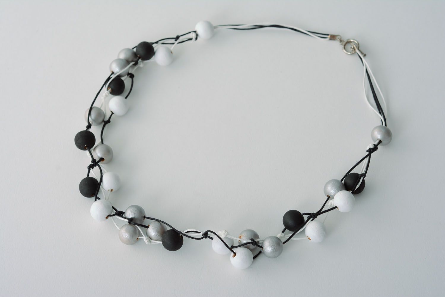 Collana di perle fatta a mano accessori originali da donna laccio di cotone foto 3