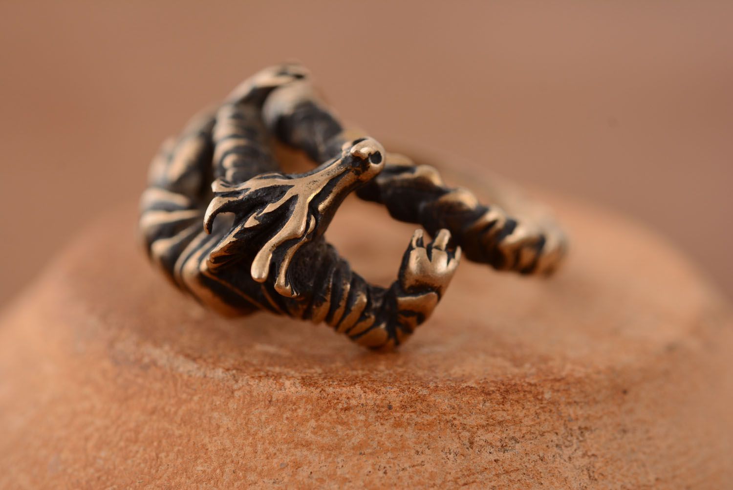 Бронзовое кольцо Дракон Пендрагон фото 2