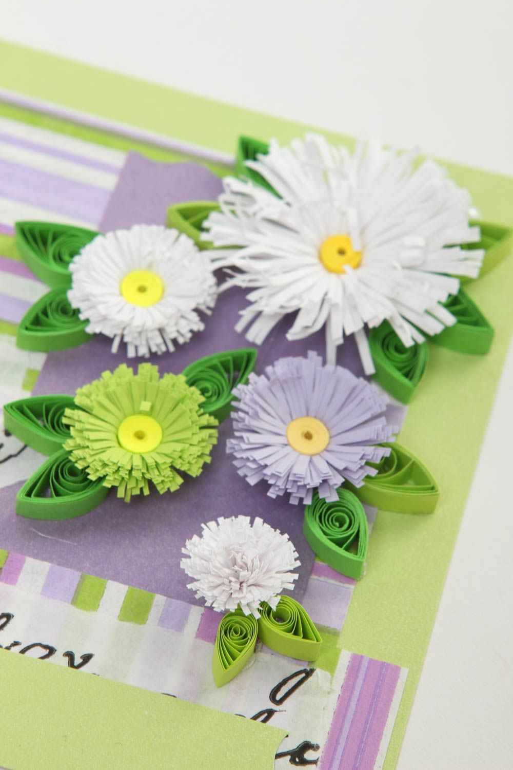Tarjeta de felicitación verde con flores postal hecha a mano regalo original foto 2
