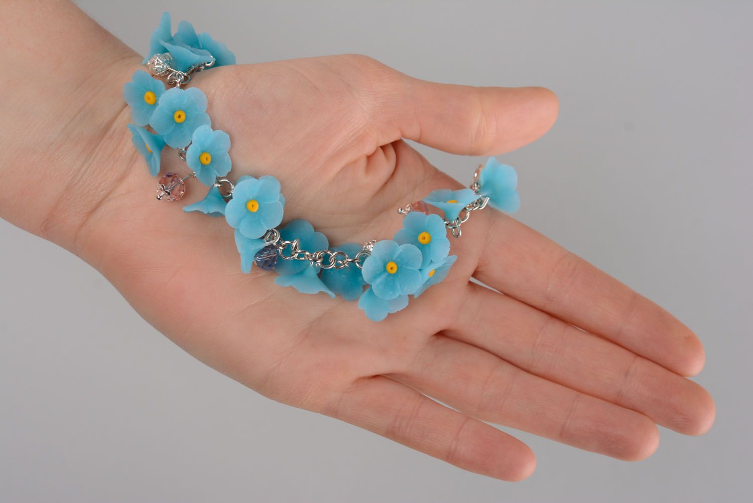 Gentle blue flower bracelet photo 2