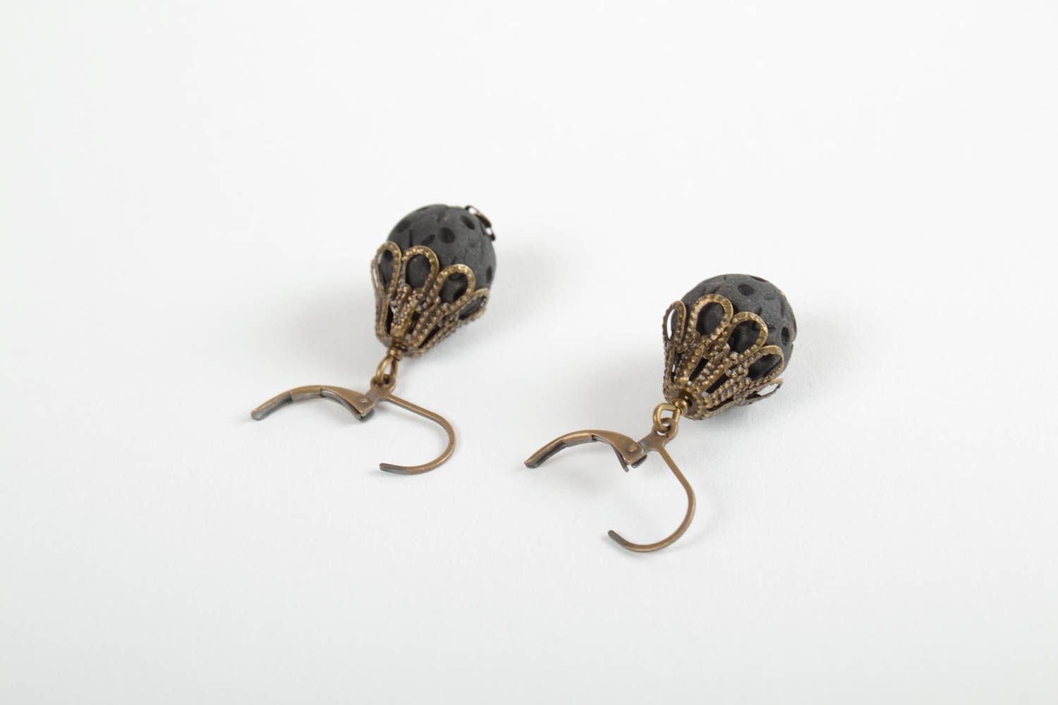 Boucles d'oreilles céramique Bijou fait main en métal insolite Accessoire femme photo 3