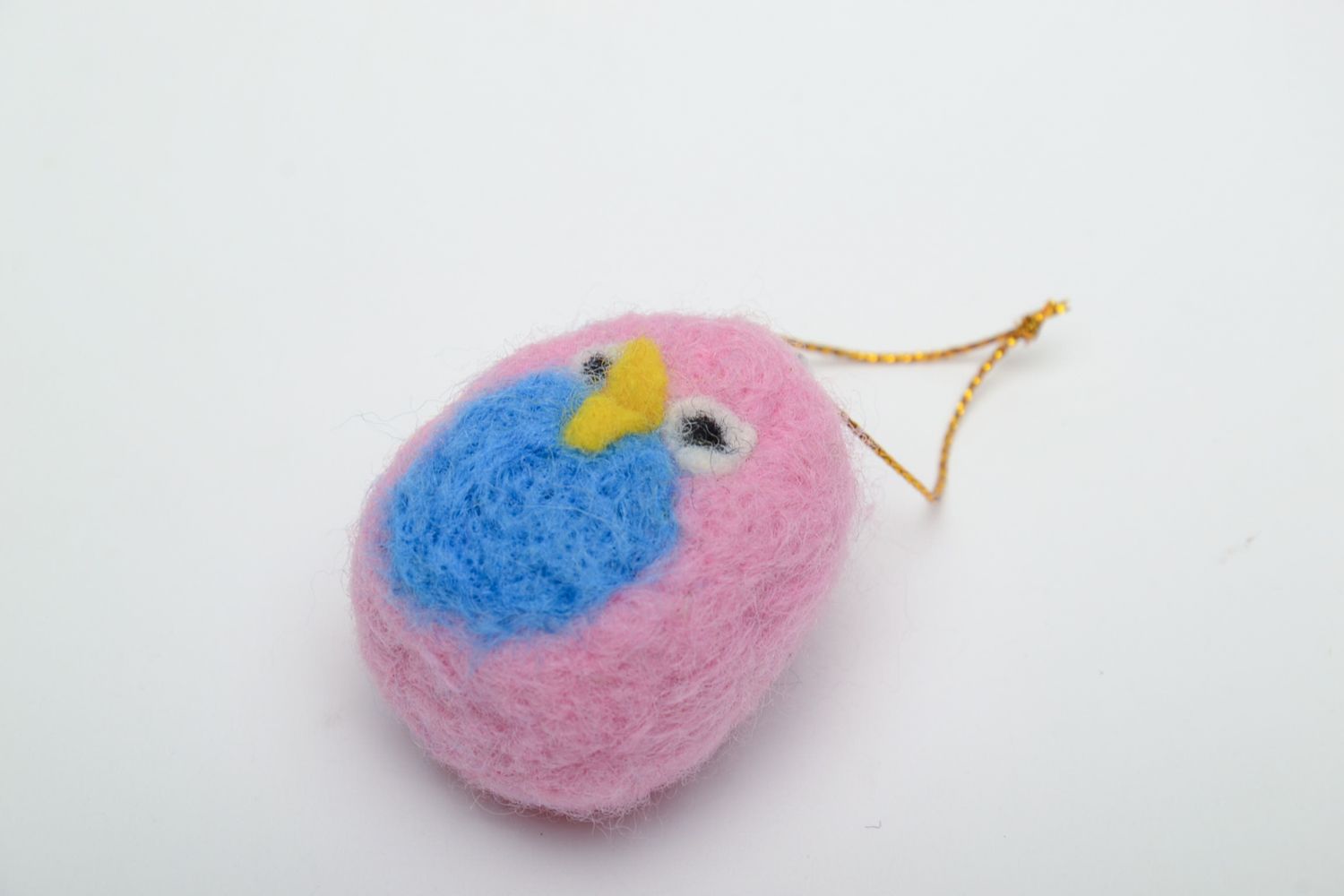 Felted wool toy bird with eyelet photo 2