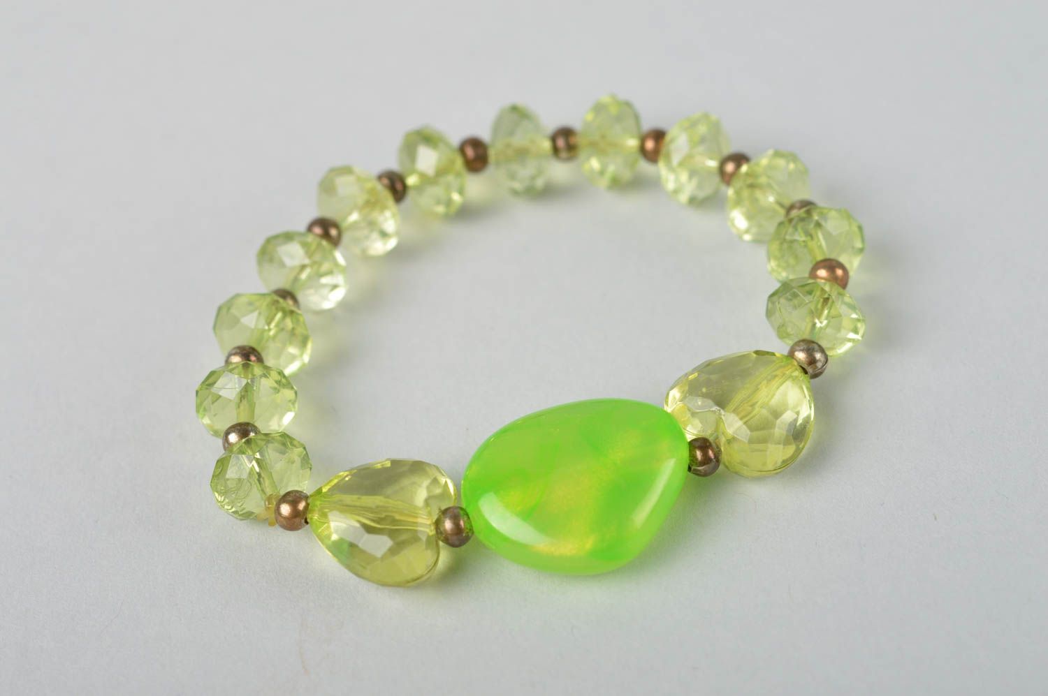 Light green transparent bracelet beaded wrist bracelet cute gift for her  photo 2