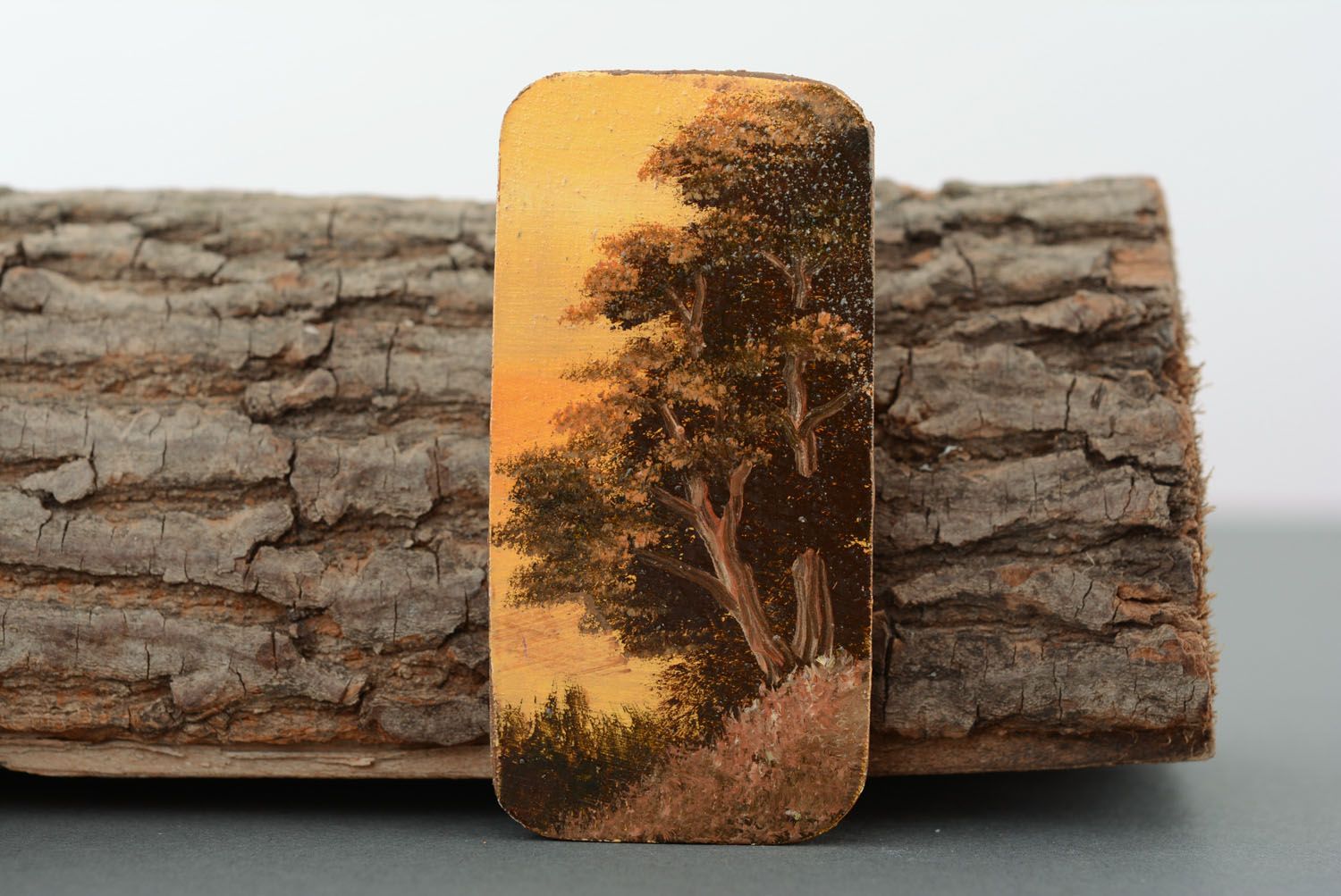 Magnet en bois peint avec paysage pour réfrigérateur Profondeur de l'ombre  photo 1