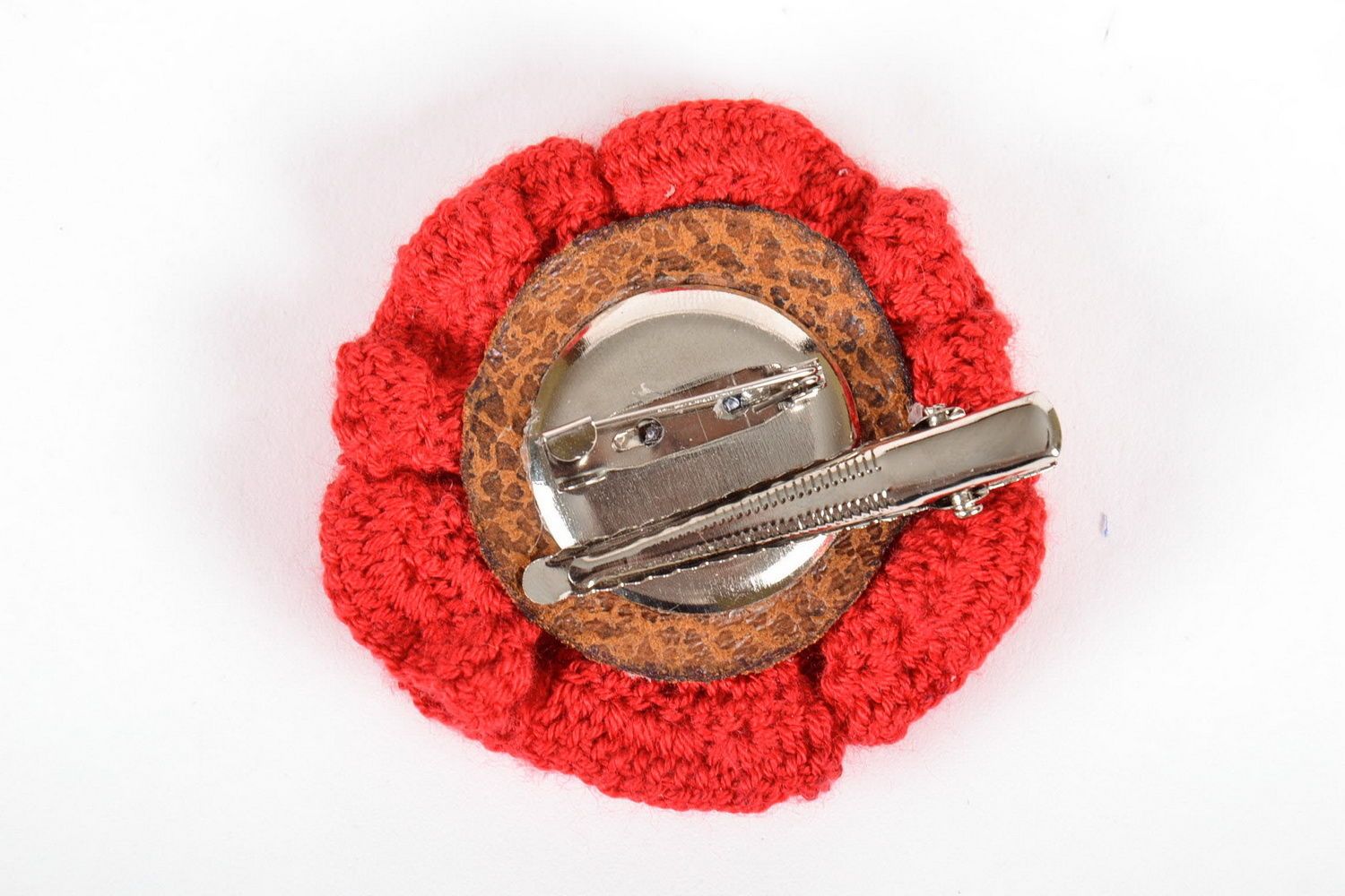 Crocheted brooch hairpin Poppy photo 4