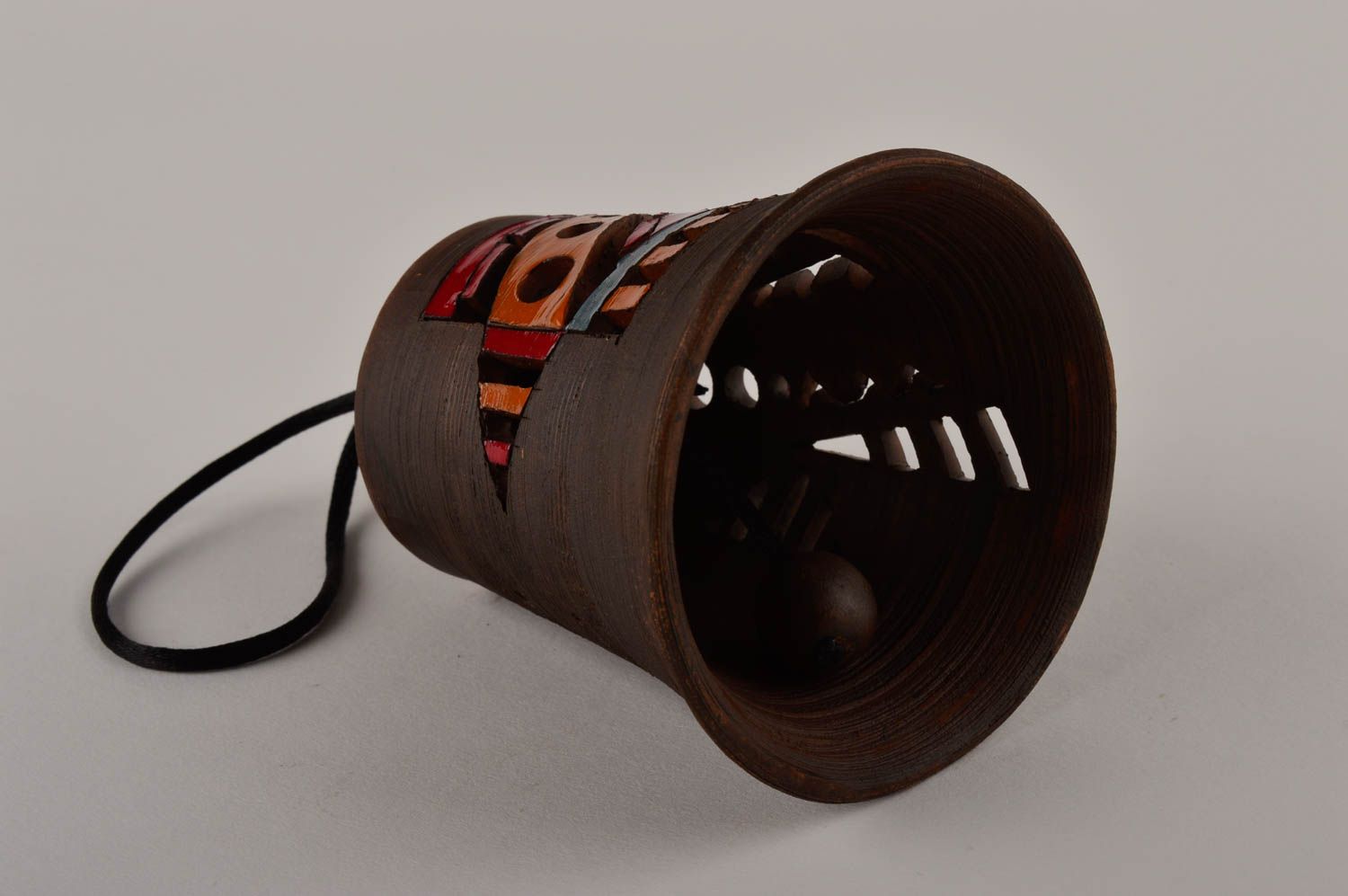 Campana artesanal de barro con ornamento decoración de hogar regalo original foto 4