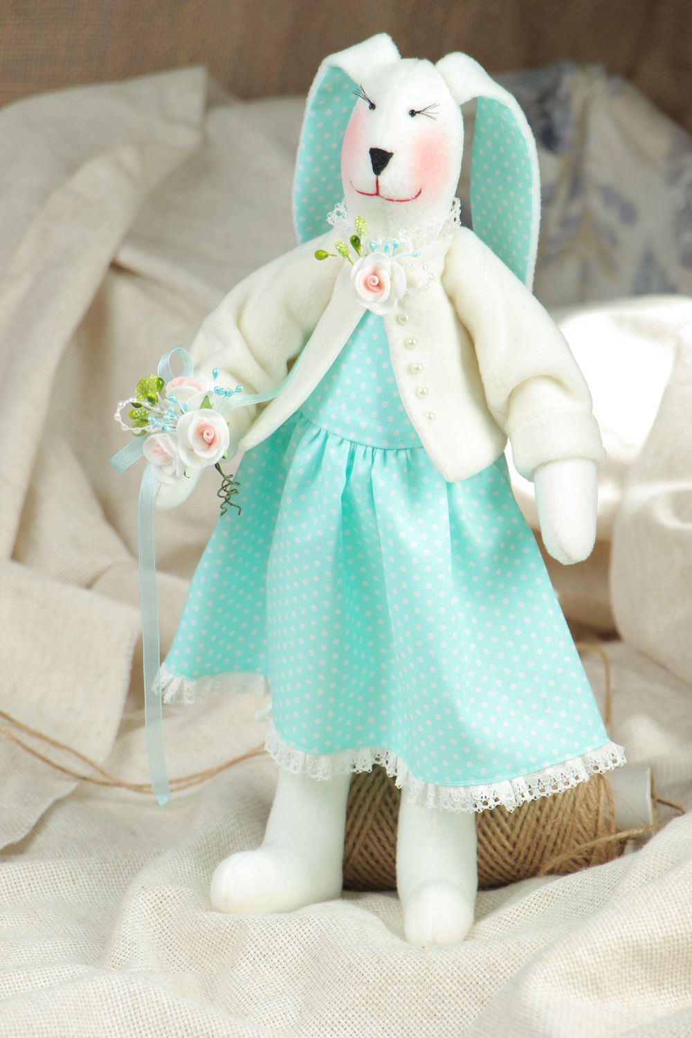 Beautiful toy rabbit with long ears photo 5