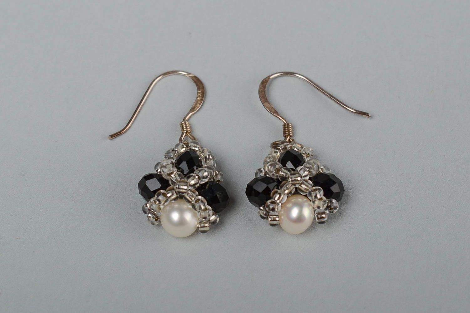 Handmade women earrings with charms pearl earrings evening earrings for girls photo 4