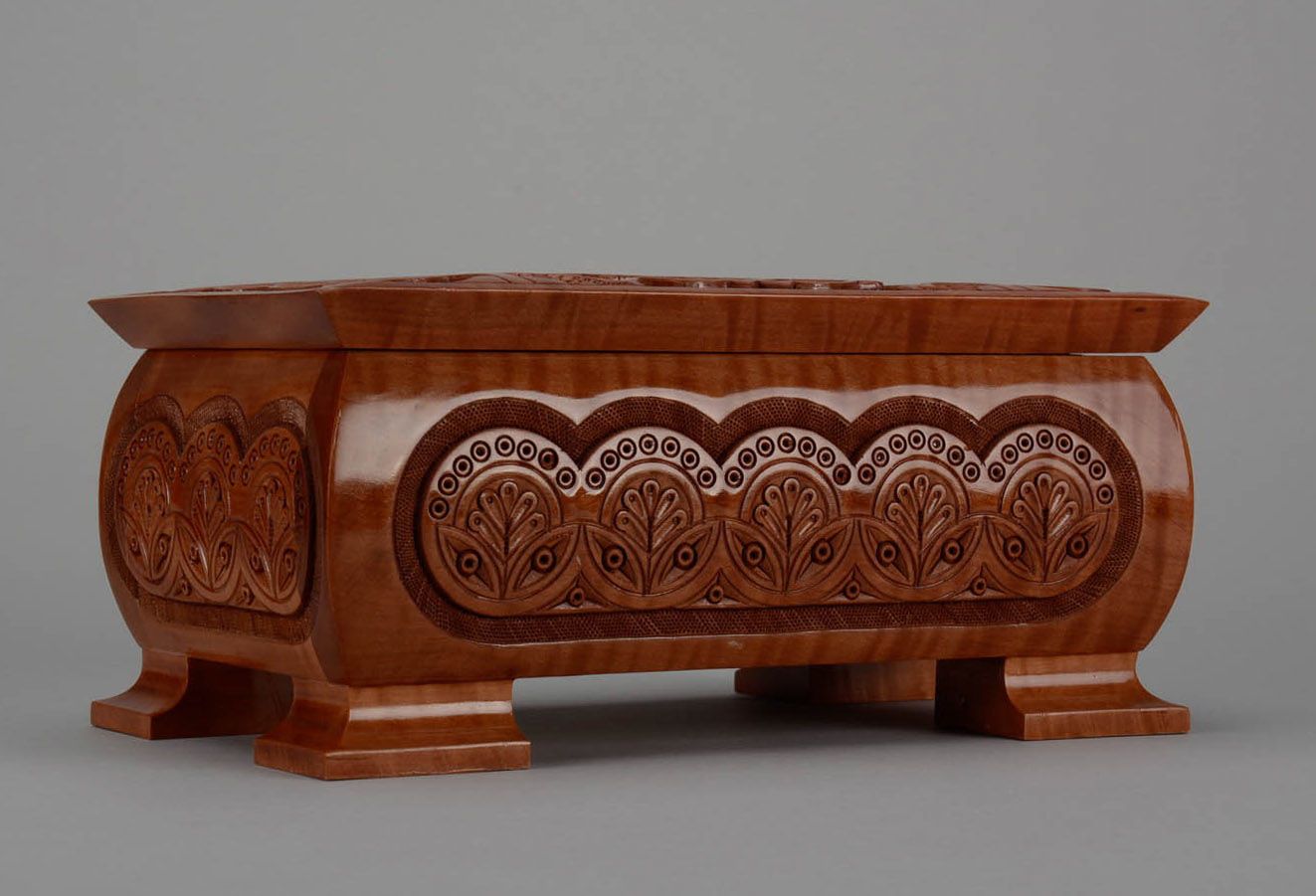 Carved wooden box photo 2