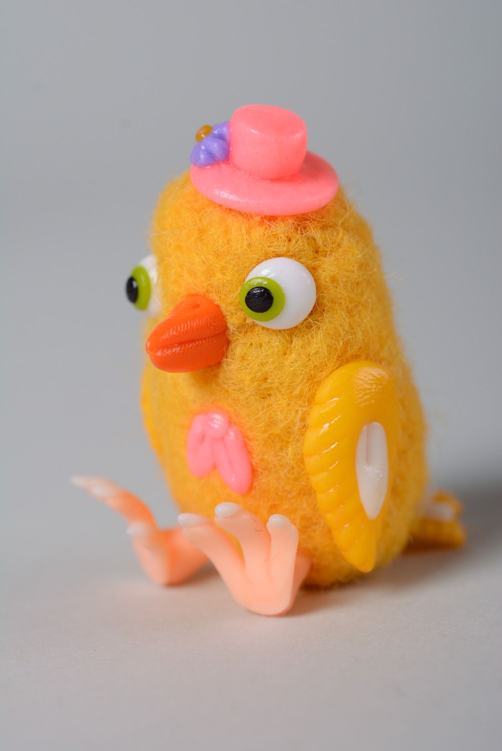 Handmade miniature felted wool toy Chicken photo 1