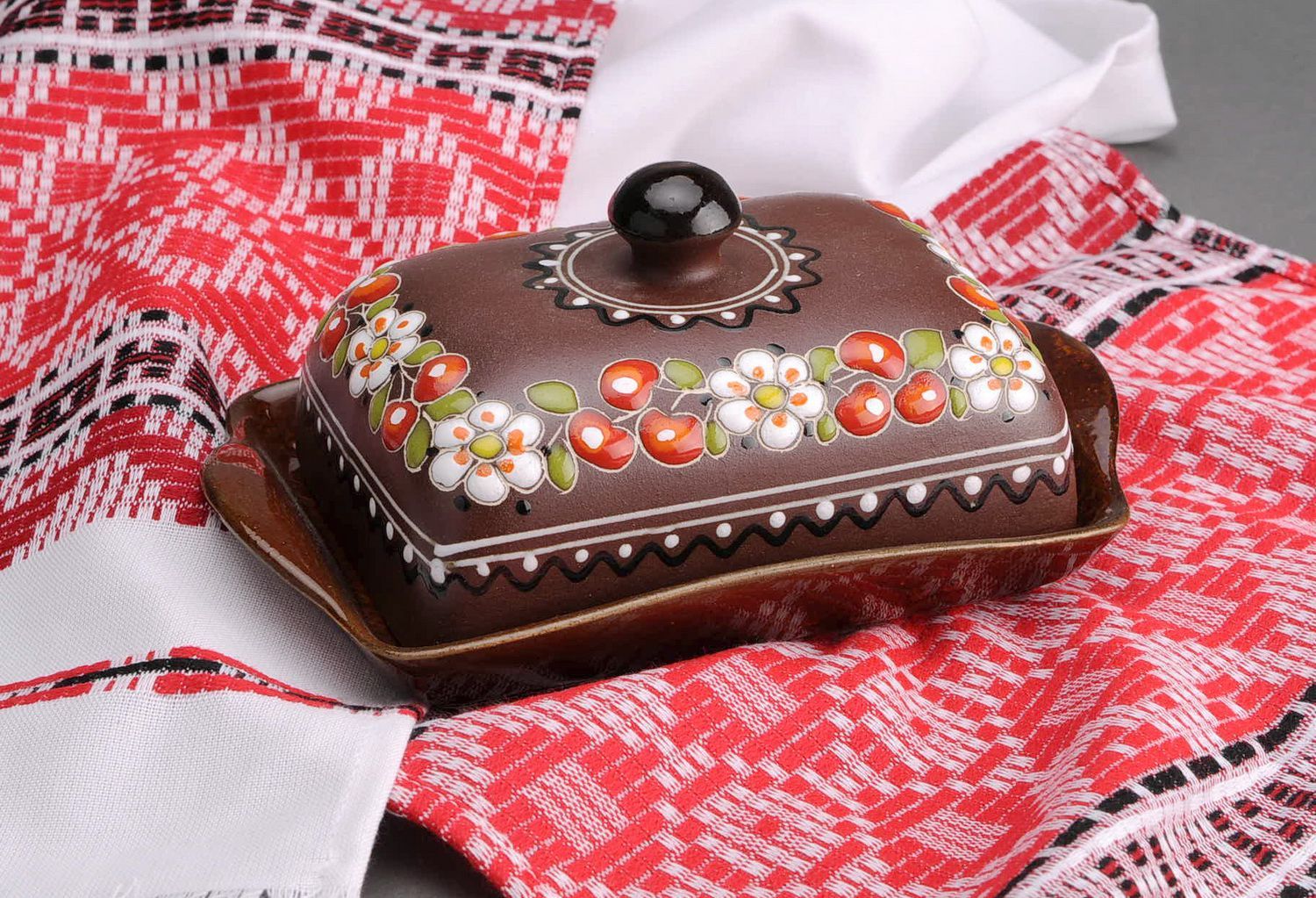 Ceramic patterned butter dish photo 4