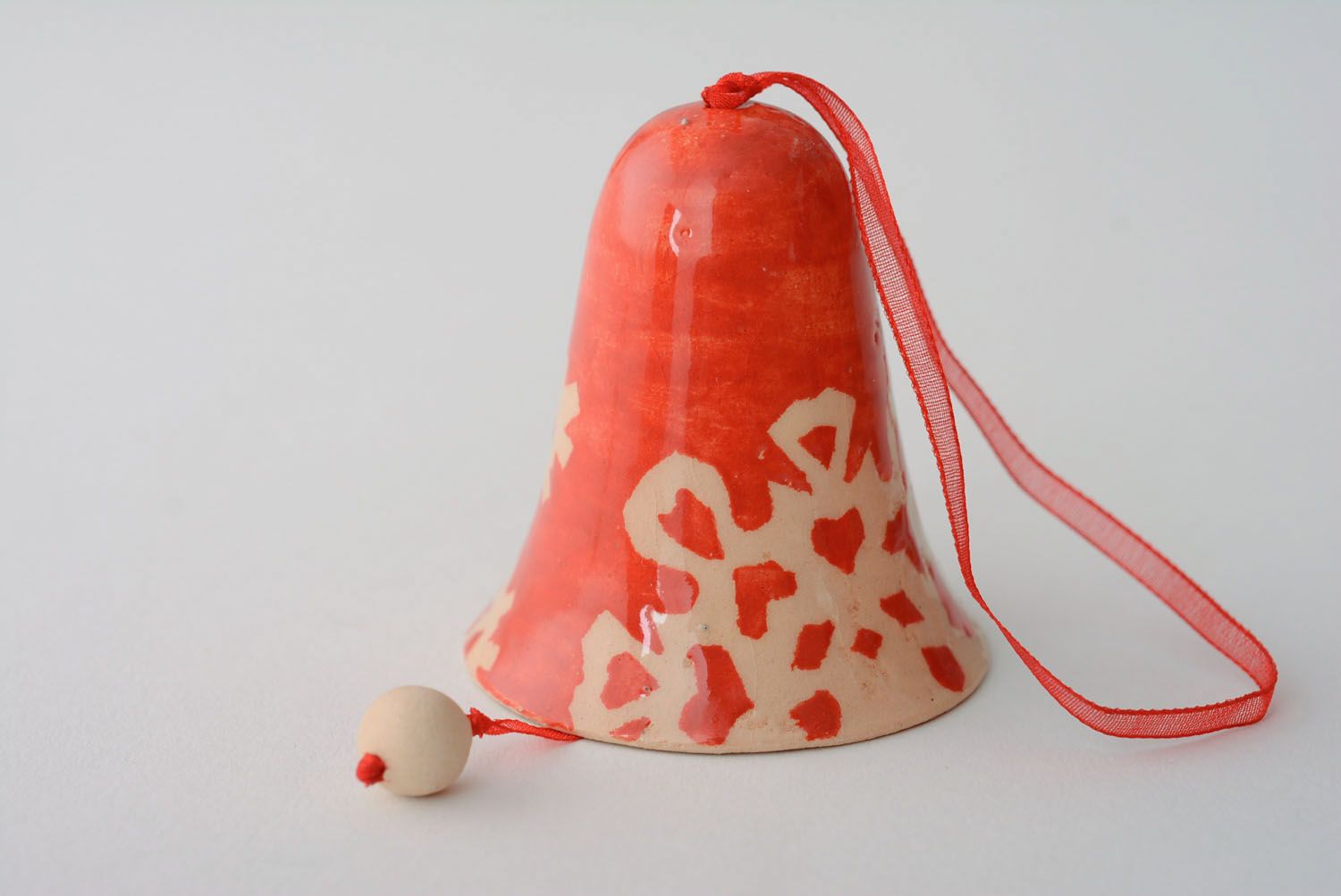 Painted ceramic bell Red photo 2