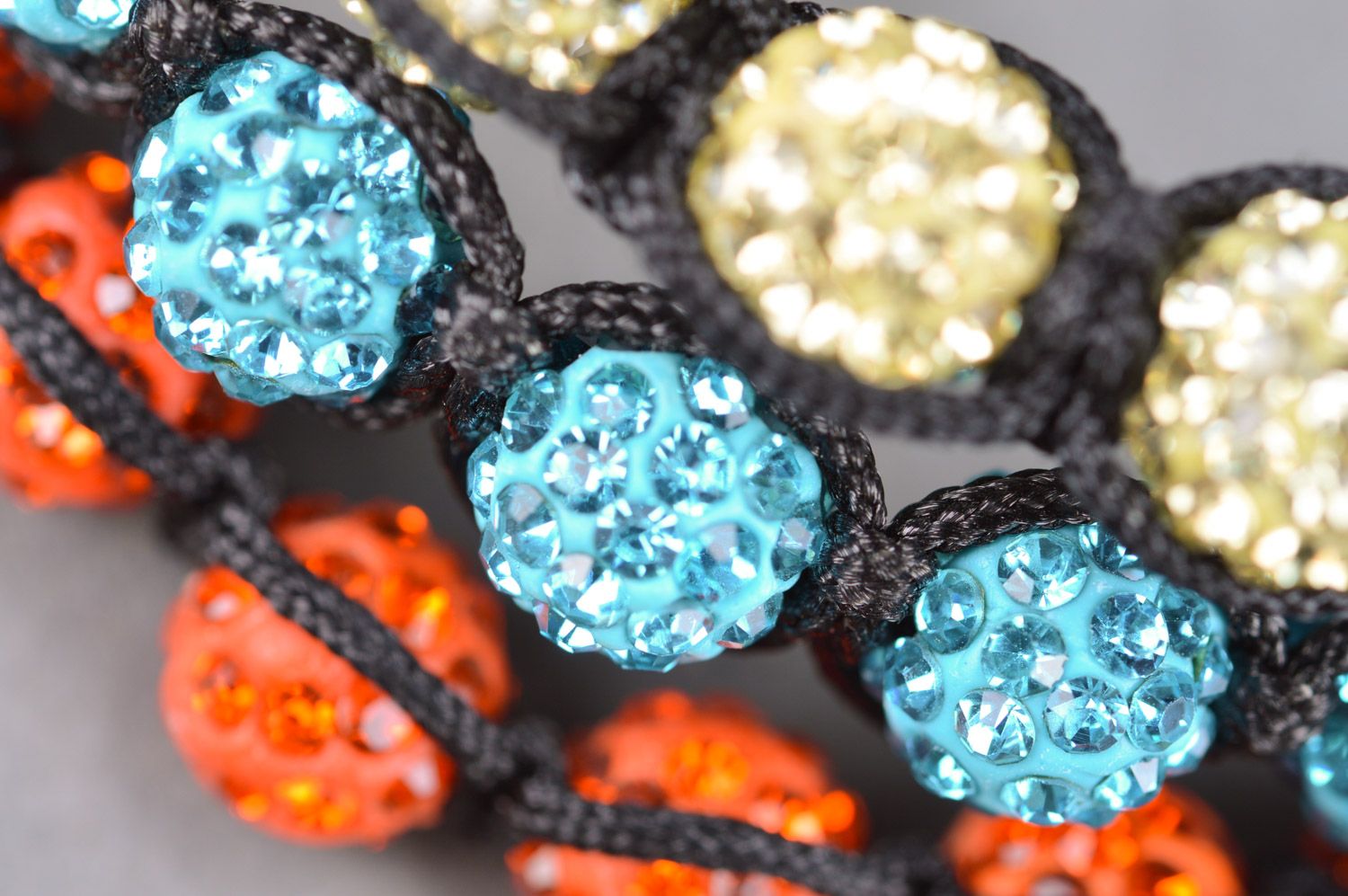 Set of beautiful designer handmade women's wrist bracelets woven of threads and beads 3 items photo 4