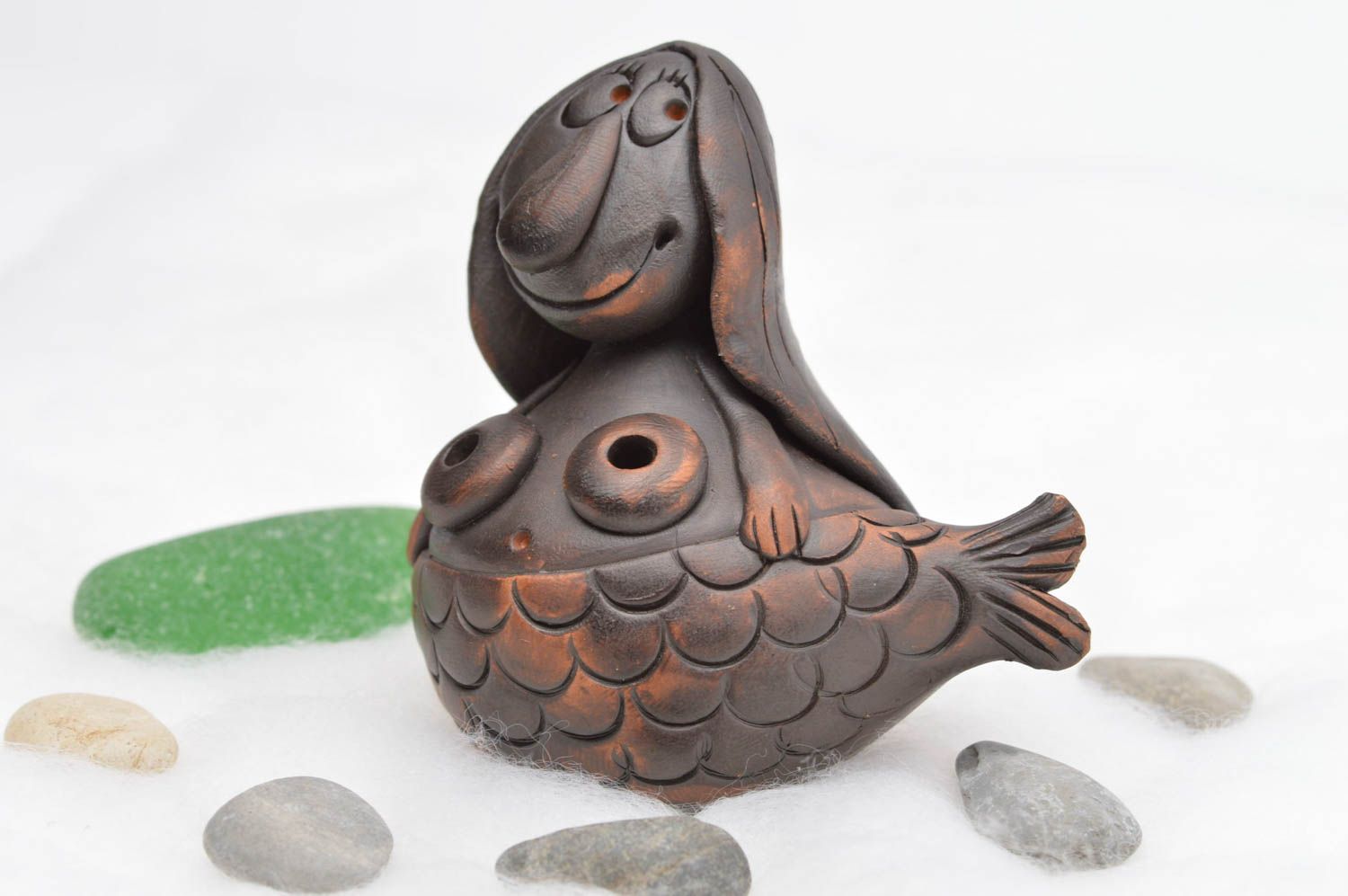 Handmade ceramic whistle clay whistle folk musical instruments ceramic figurine photo 1