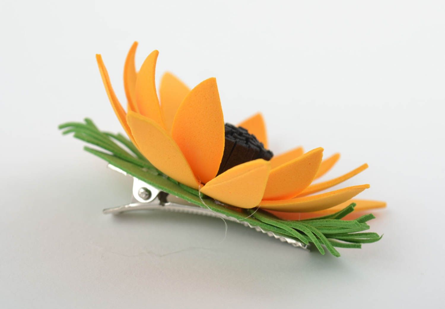 Bright unusual handmade hair clip stylish flower accessory beautiful hair clip photo 9