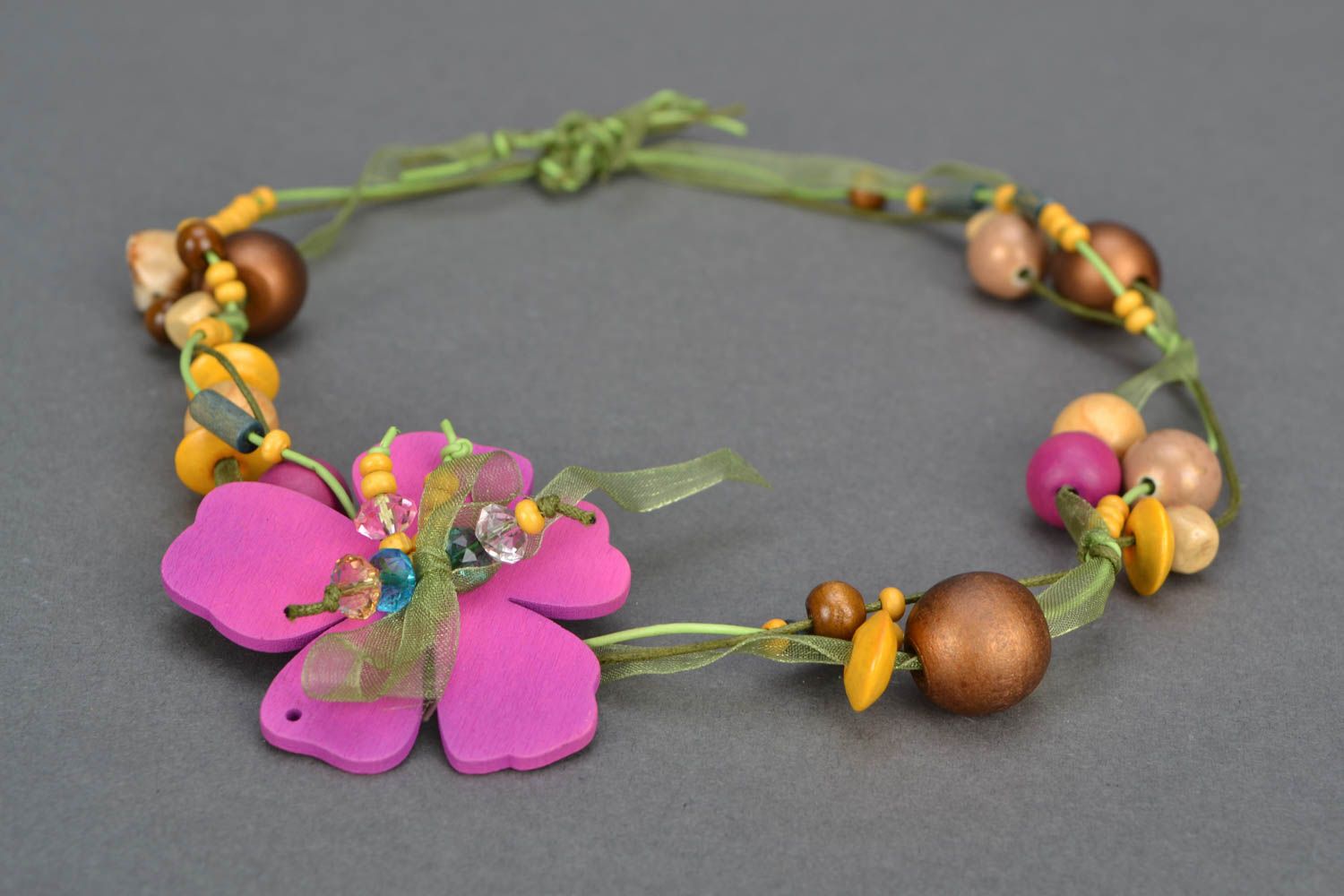 Homemade necklace with flower photo 4