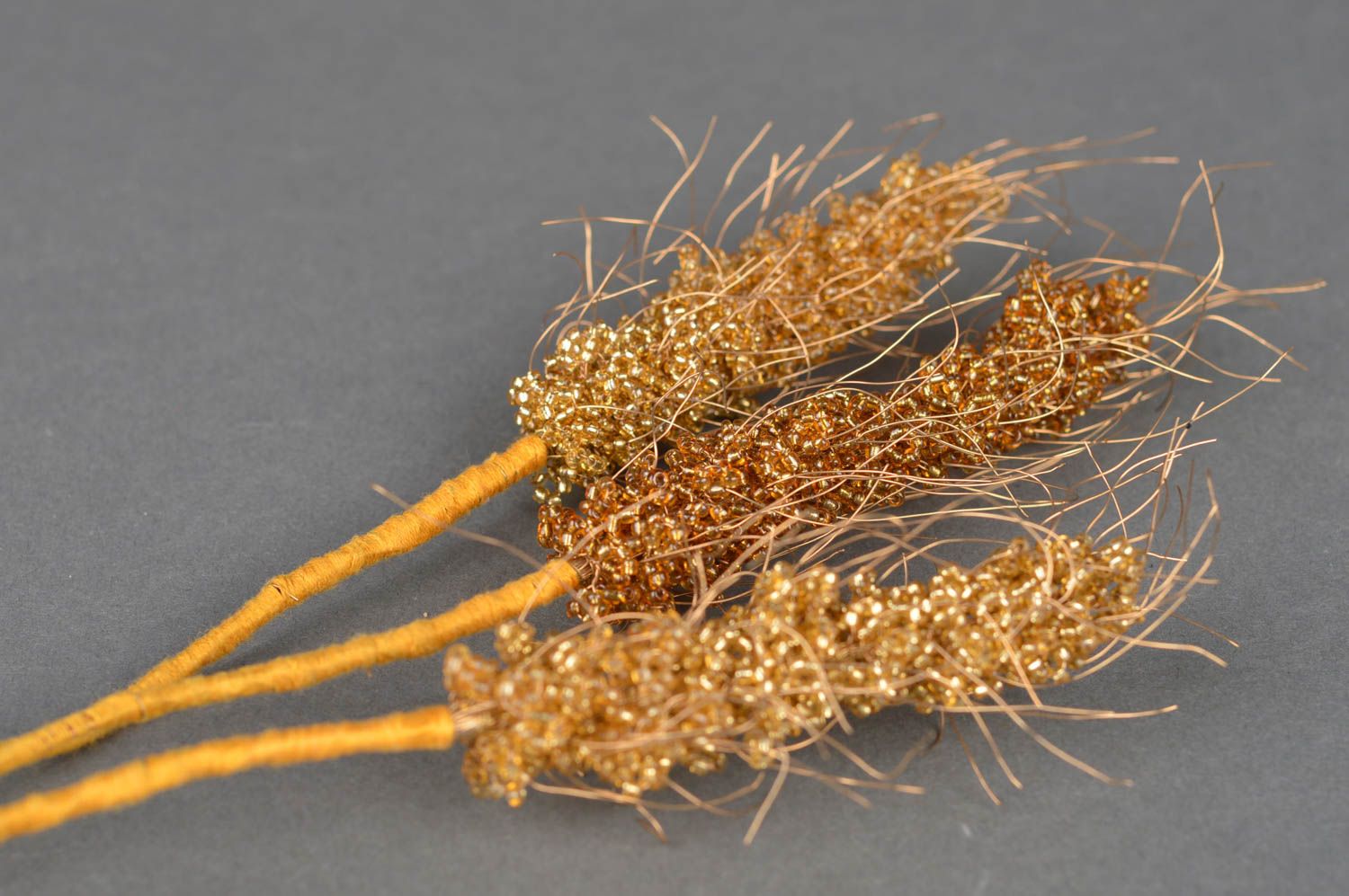 Espigas de trigo artificiales decorativas hechas a mano 3 piezas de abalorios foto 5