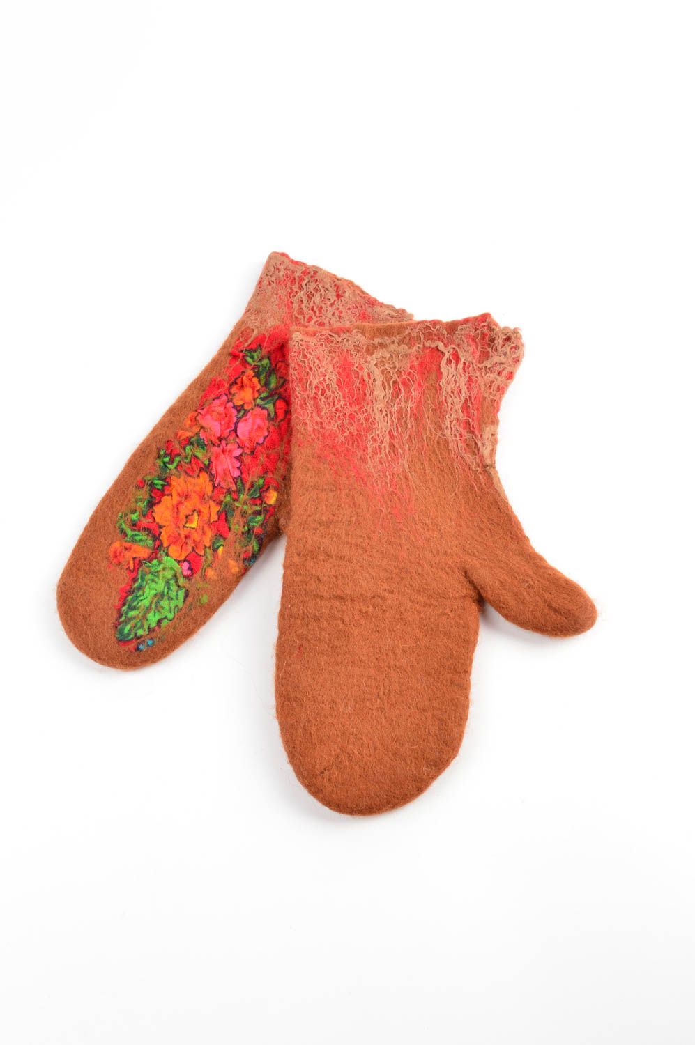 Handgemachtes Winter Accessoire in Rot Handschuhe aus Wolle Geschenk für Frauen foto 5